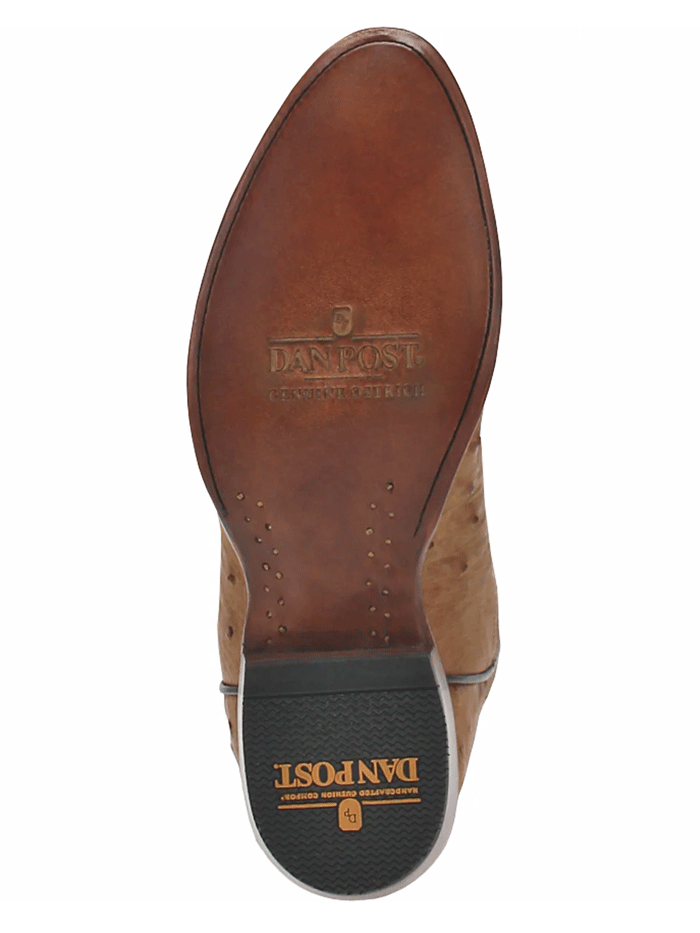 Dan Post DP3077 Men's Handcrafted Gehrig Ostrich Western Boots - Genuine Leather Cowboy Boots for Riding, Country Style & Western Fashion (Saddle Color) - Perfect for Rodeo, Line Dancing & Outdoor Events