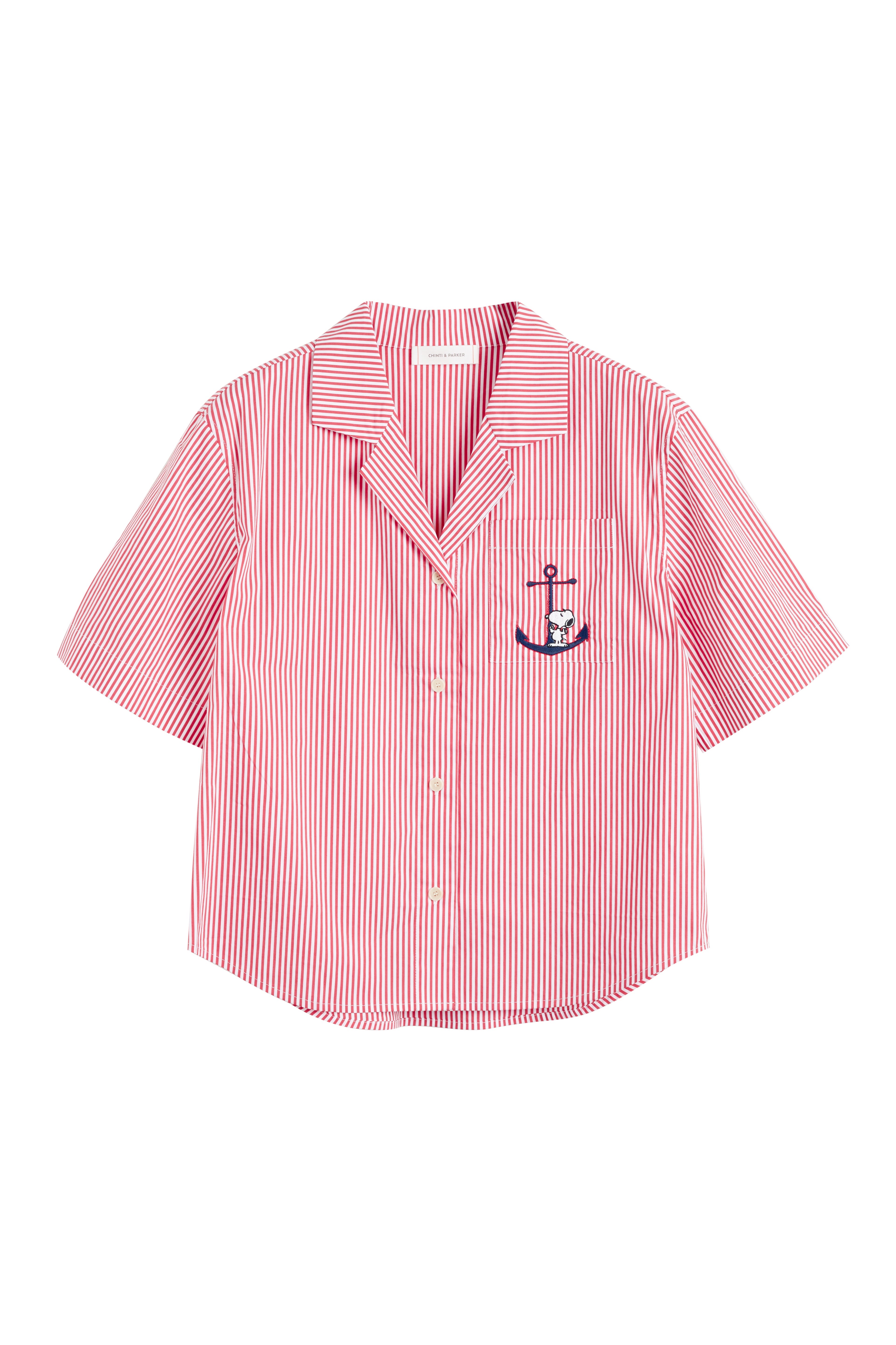 Red Cotton Snoopy Anchor Print Matching Set - Cute Cartoon Outfit for Women & Girls - Perfect for Casual Wear, Beach Days & Summer Fashion