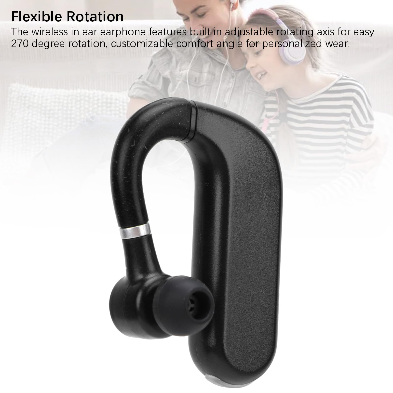 Single Bluetooth Earbud - Wireless BT 5.2 Headset with Digital Display | Rotatable Comfortable Earphone with Clear Sound for Smartphones (V13 Black) | Perfect for Workouts, Commuting & Hands-Free Calls