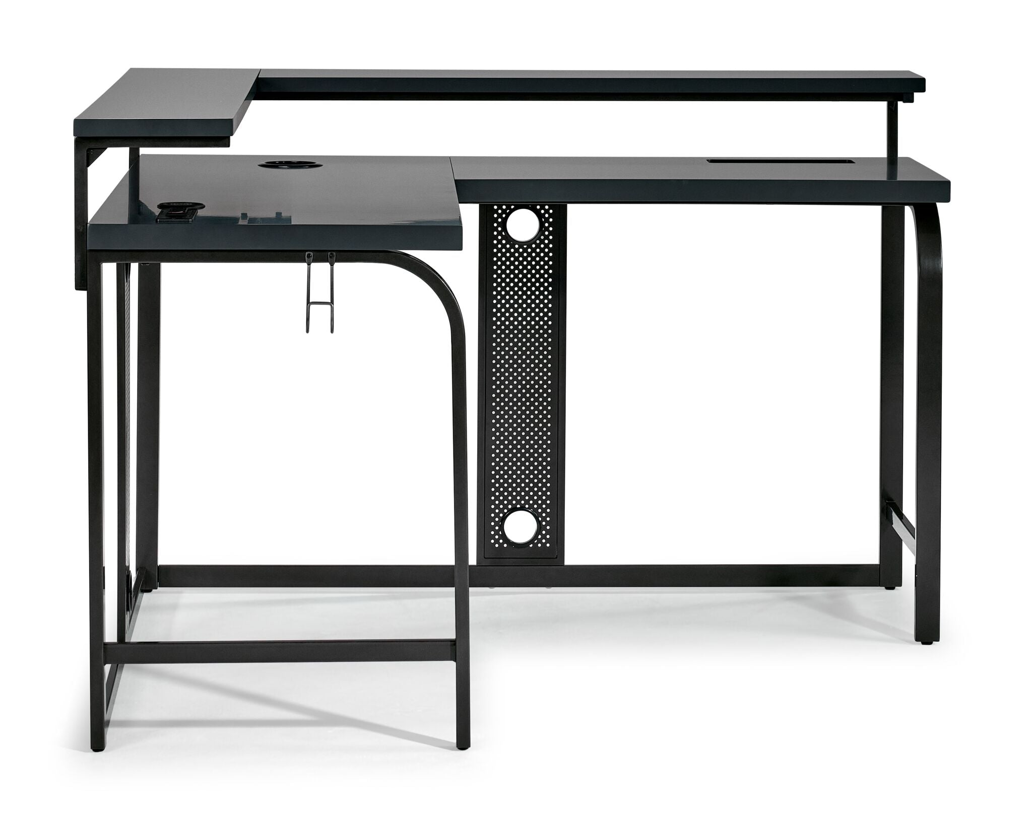 Zander II L-Shaped Gaming Desk - Grey | Ergonomic PC & Console Gaming Setup for Home Office & Game Room