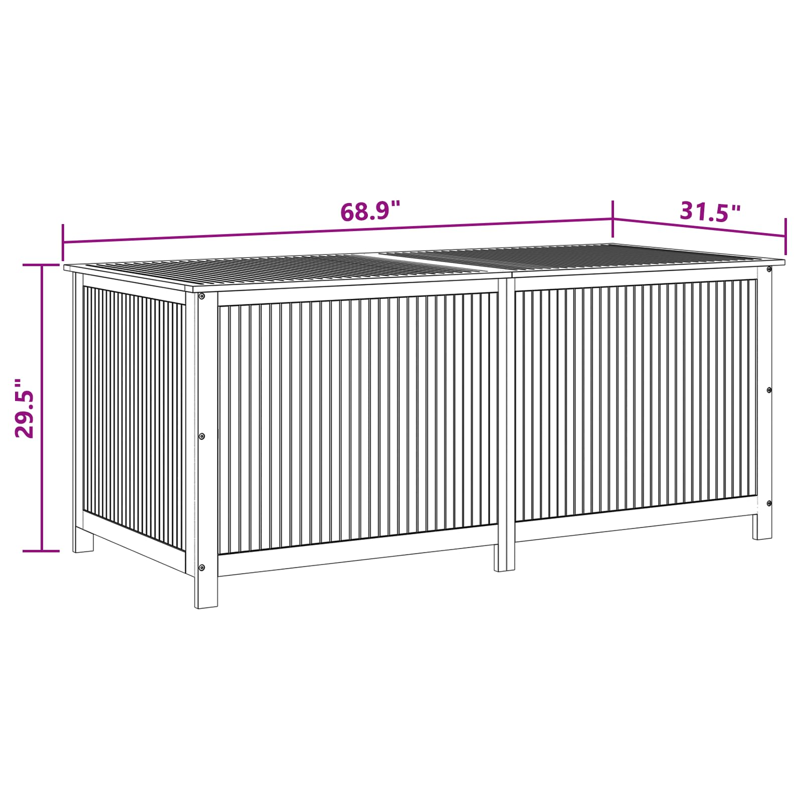 Premium Acacia Wood Outdoor Storage Box with Gas-Lift Lid - 68.9
