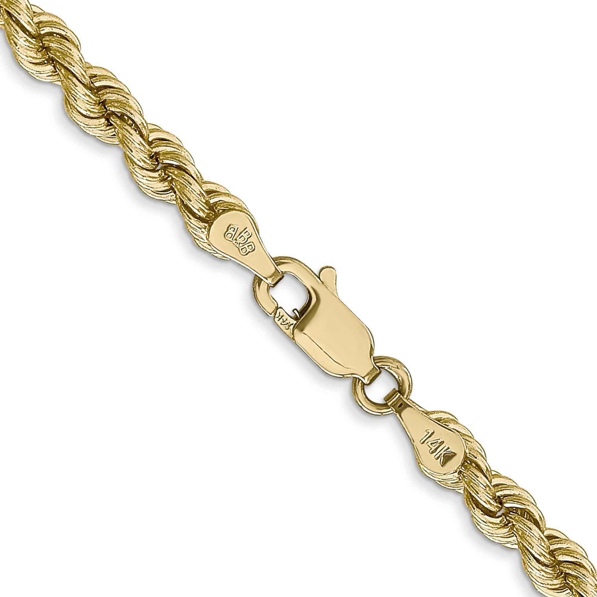 14K Solid Yellow Gold Rope Chain Bracelet, Necklace or Anklet - Elegant Jewelry for Women, Gift for Her, Perfect for Weddings, Parties & Everyday Wear