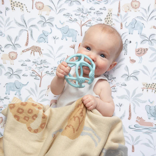 Organic Cotton Jersey Fitted Crib Sheet - Wild Safari Animal Print - Soft Breathable Baby Bedding for Nursery & Toddler Sleep