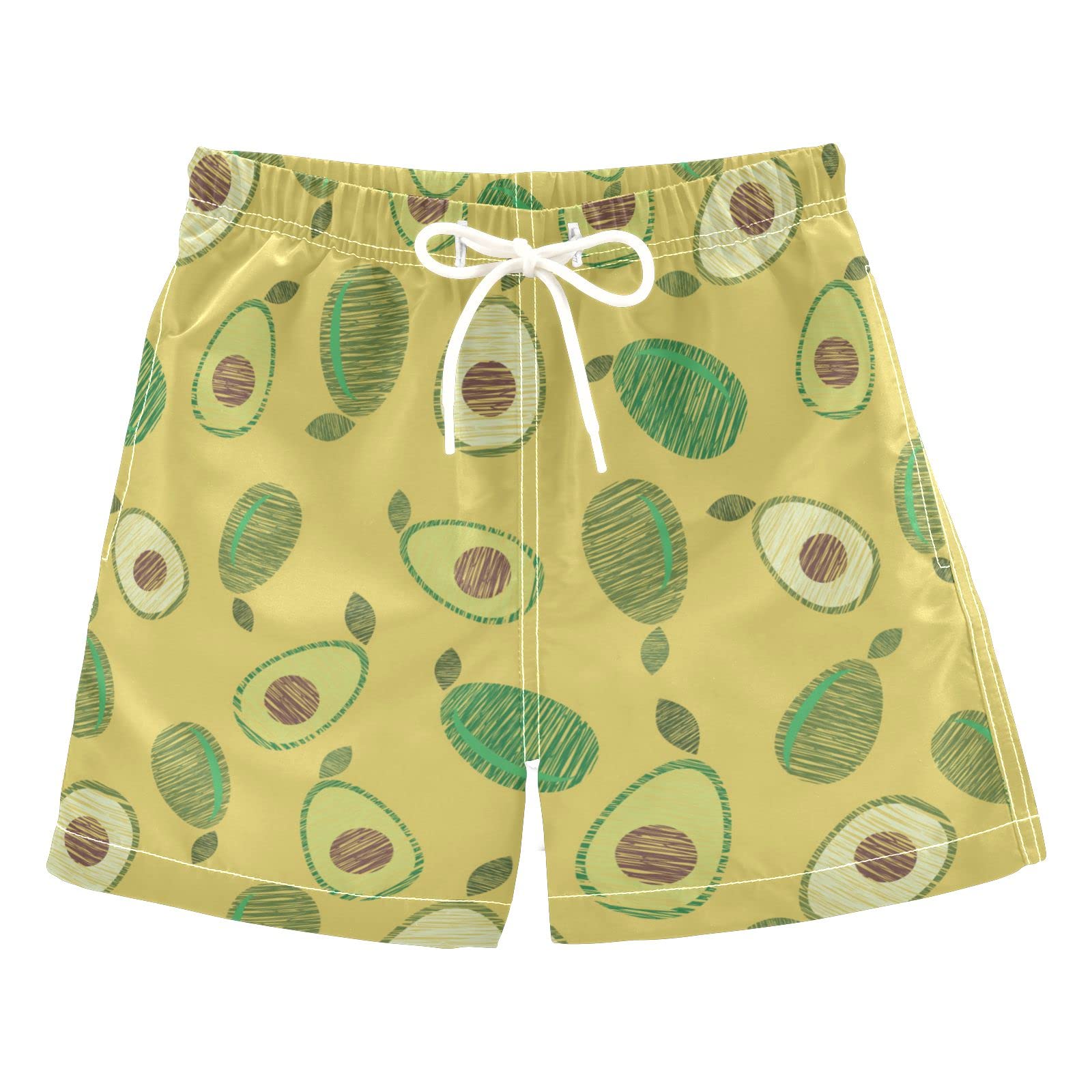 Susiyo Hand Drawn Avocado Boys Swim Trunks - Quick Dry Toddler Swim Shorts for Beach, Pool & Water Play | Cute Summer Swimwear for Kids