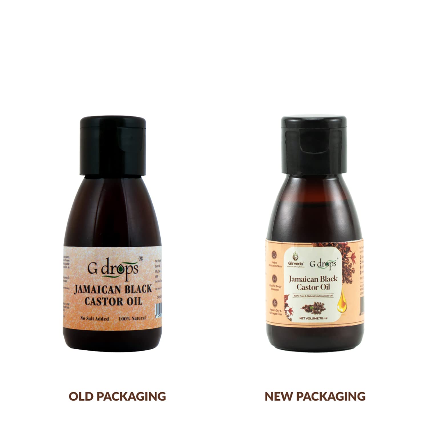 G Drops Jamaican Black Castor Oil for Hair Growth & Scalp Care - 70ml Natural Hair Treatment for Thicker, Stronger Hair - Perfect for Daily Use, Hair Masks & Styling