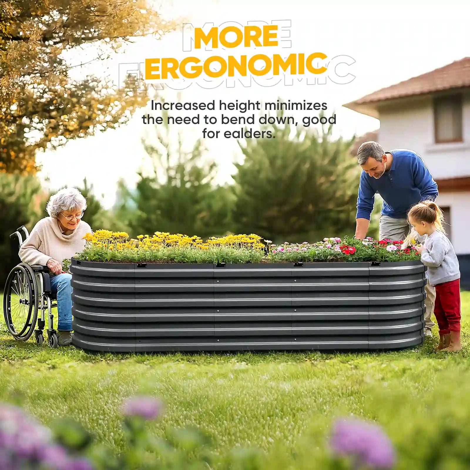 Sturdy Screwless Raised Garden Bed Kit - Easy Assembly Elevated Planter Box for Vegetables, Flowers & Herbs - Perfect for Backyard, Patio & Urban Gardening