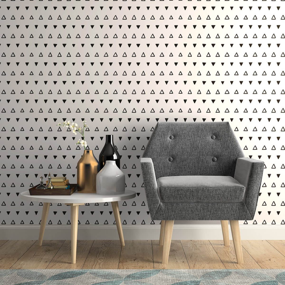Black and White Geometric Baby Peel and Stick Removable Wallpaper - Self-Adhesive Nursery Decor for Boys & Girls - Perfect for Nursery, Kids Room, Playroom & Bedroom Walls
