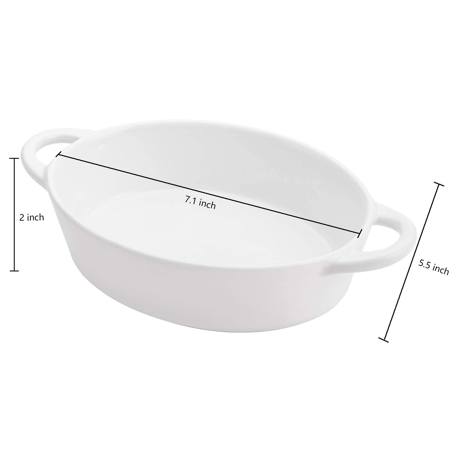 Foraineam 4-Pack 20oz Porcelain Ramekins with Double Handles - Oval Baking Dishes for Creme Brulee, Souffle, Custard & Desserts - Perfect for Home Baking, Restaurant Use & Gift Giving