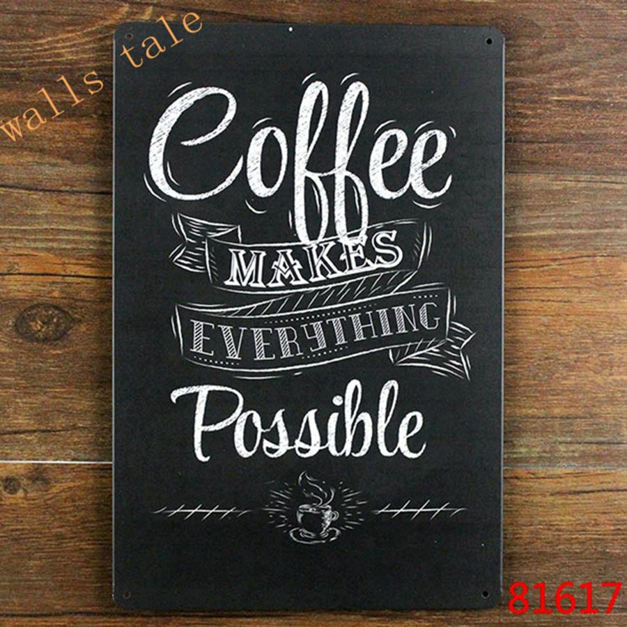 Vintage Metal Painted Coffee Wall Art Decor - 20x30cm Rustic Home Decor for Kitchen, Cafe & Office - Perfect Gift for Coffee Lovers