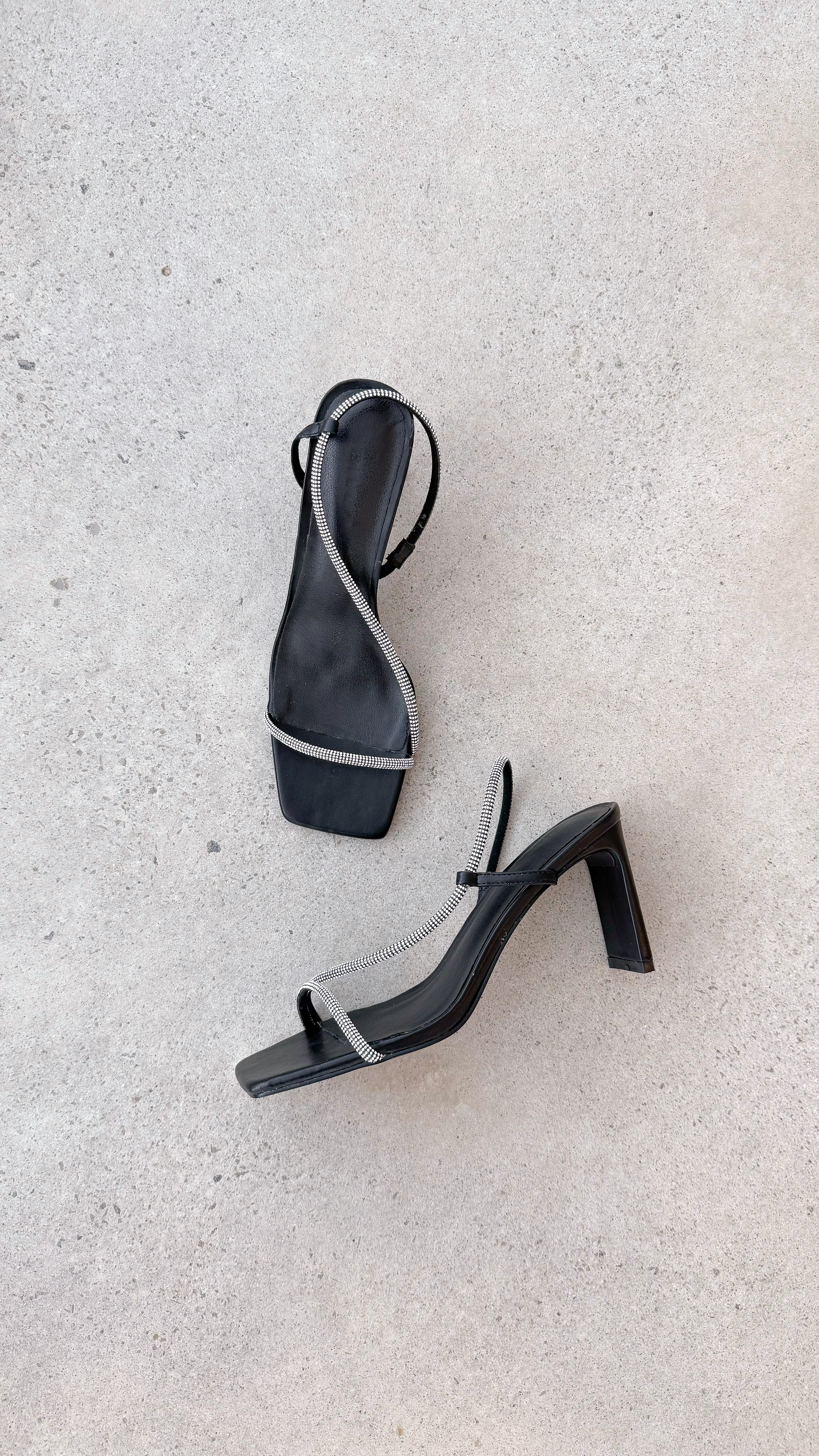 Kaye Black Diamante High Heels for Women - Elegant Party Shoes for Evening Wear, Prom, and Special Occasions