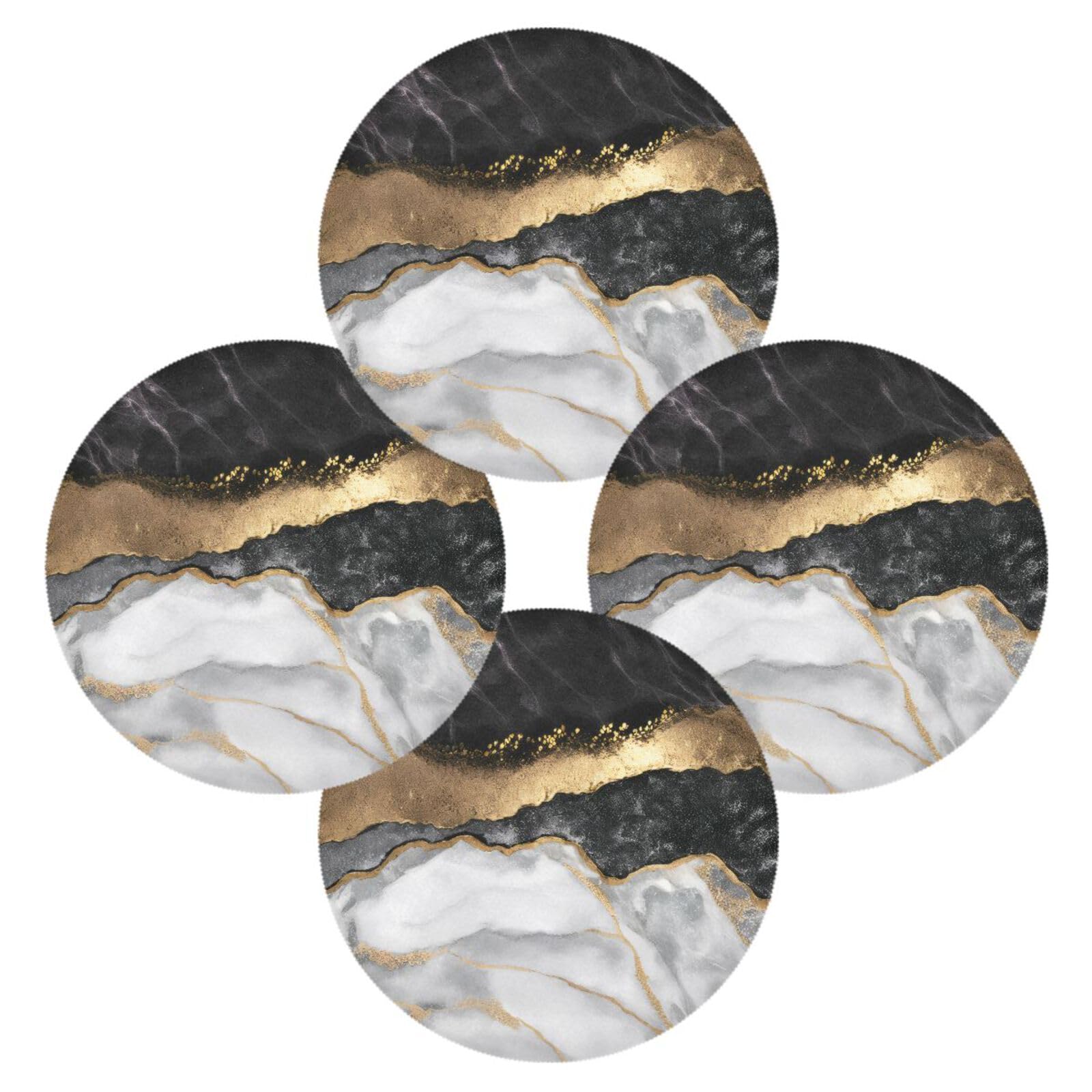 ATTX Round Placemats Set of 6 - Marble Dining Table Mats, Non-Slip Kitchen Table Placemats for Everyday Use, Dinner Parties & Home Decor