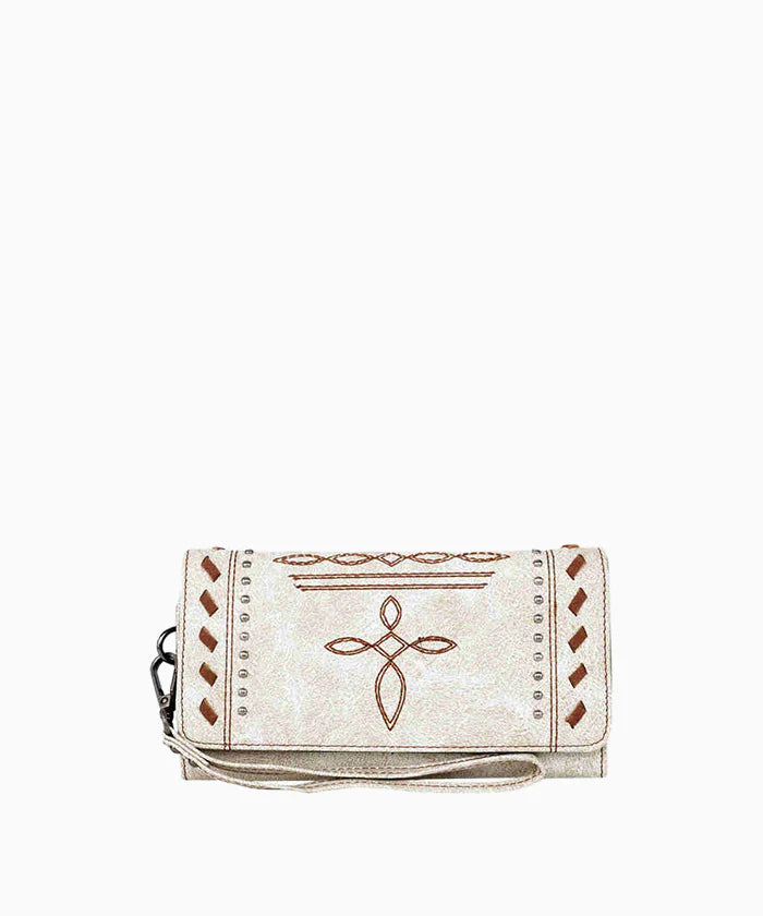 Montana West Whipstitch Studs Wallet for Women - Stylish Leather Bifold Wallet with Studded Accents - Perfect for Everyday Use, Travel & Gift Giving