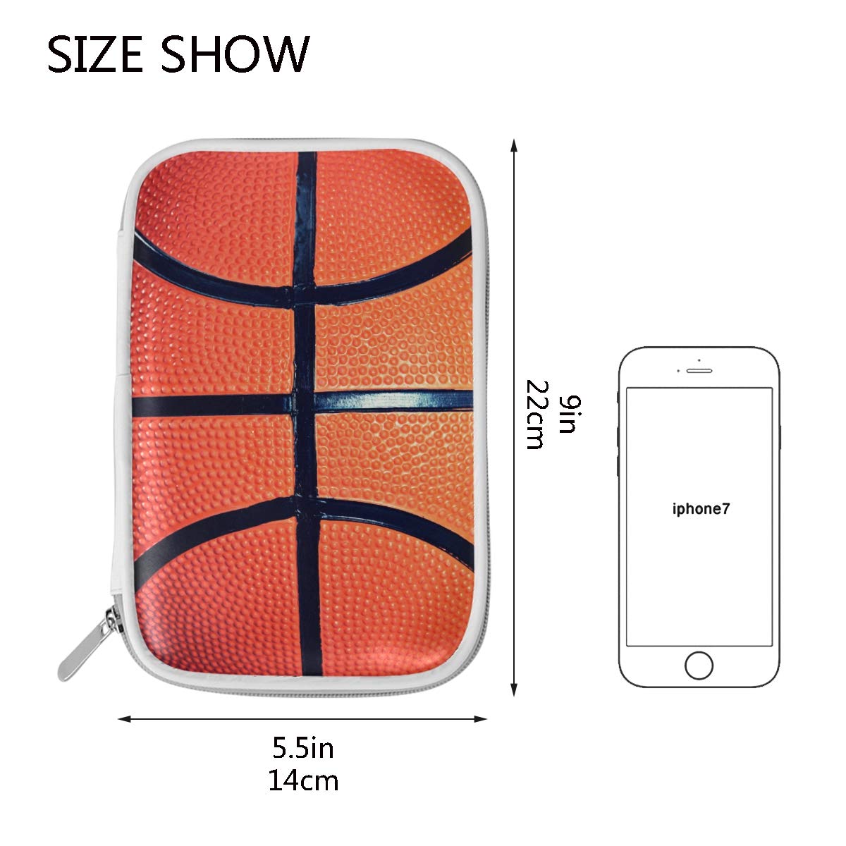 Basketball Design Pencil Case - Large Capacity Pen Pouch for School, College & Travel - Perfect for Kids, Girls, Boys & Women - Organize Pens, Pencils, Makeup Brushes & Art Supplies - Great for Backpack, Desk & On-the-Go Use