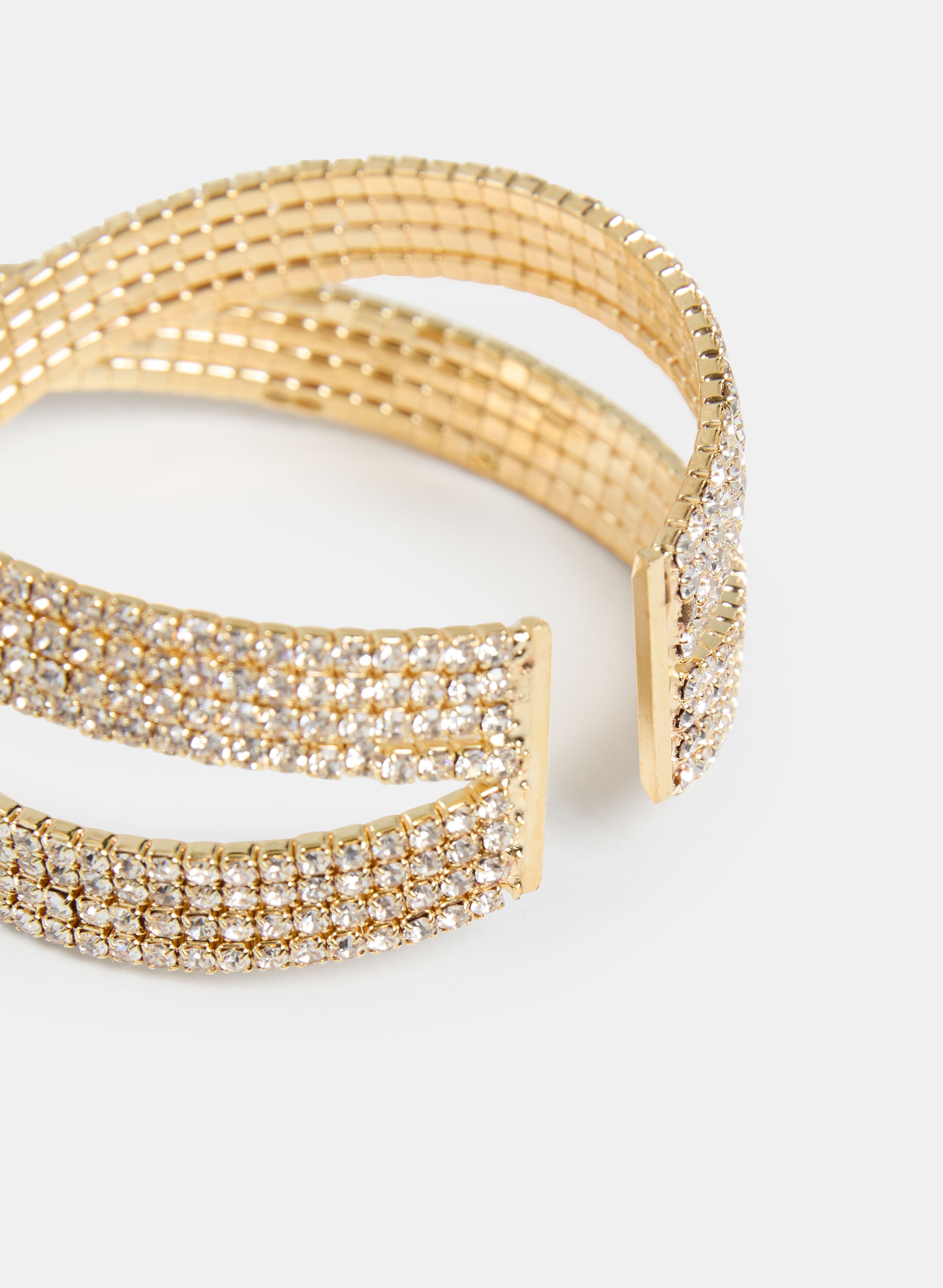 Elegant Crisscross Crystal Bracelet for Women - Sparkling Fashion Jewelry Gift for Parties, Weddings & Special Occasions