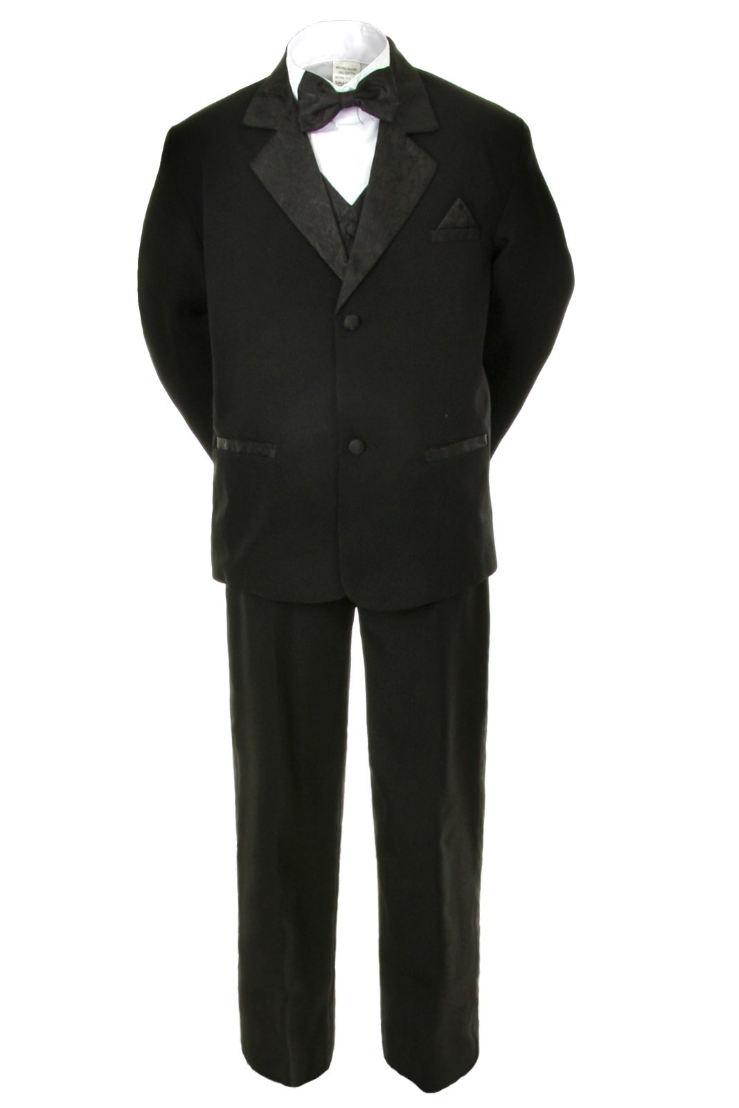 Unotuc Boys' Black Paisley Tuxedo Suit - Formal Wear for Baby to Teen | Perfect for Weddings, Parties & Special Occasions