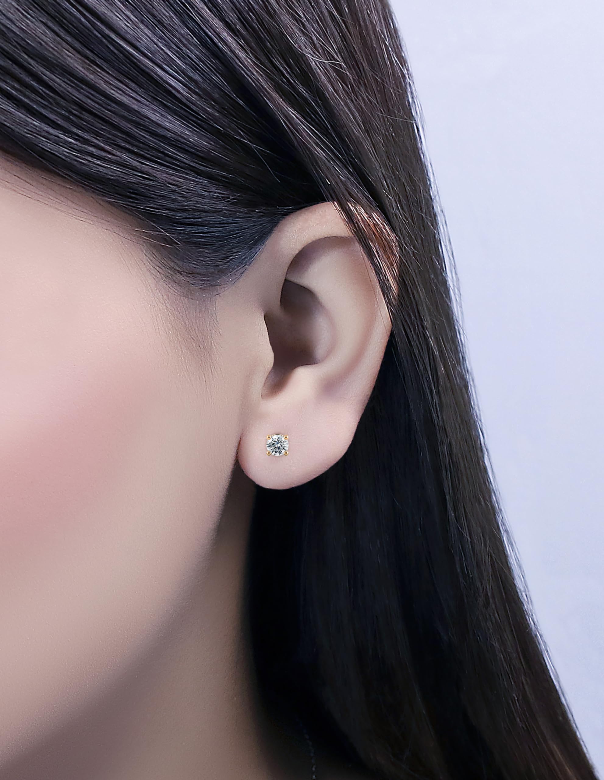 IGI Certified Lab Grown White Diamond Stud Earrings for Women - 18K Solid Gold Screw Back - Dazzlingrock Collection | Perfect for Weddings, Anniversaries & Special Occasions