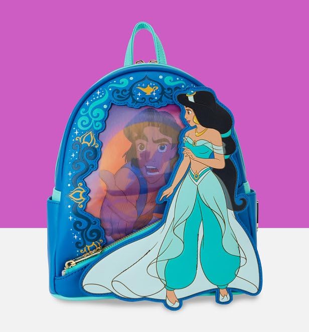 Disney Aladdin Jasmine Lenticular Mini Backpack by Loungefly - Cute Crossbody Bag for Women, Girls, Cosplay & Disney Fans - Perfect for Theme Parks, Conventions & Daily Use