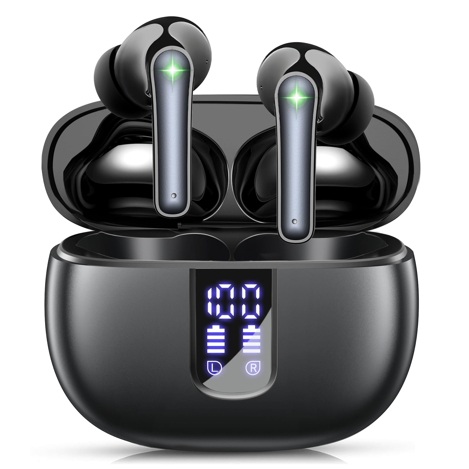 UUI Wireless Earbuds Bluetooth 5.3 Headphones - 48H Playtime with LED Display Charging Case, IPX7 Waterproof, Deep Bass Stereo, Built-in Mic - Compatible with iPhone, Android, Laptop - Perfect for Sports, Workouts & Travel