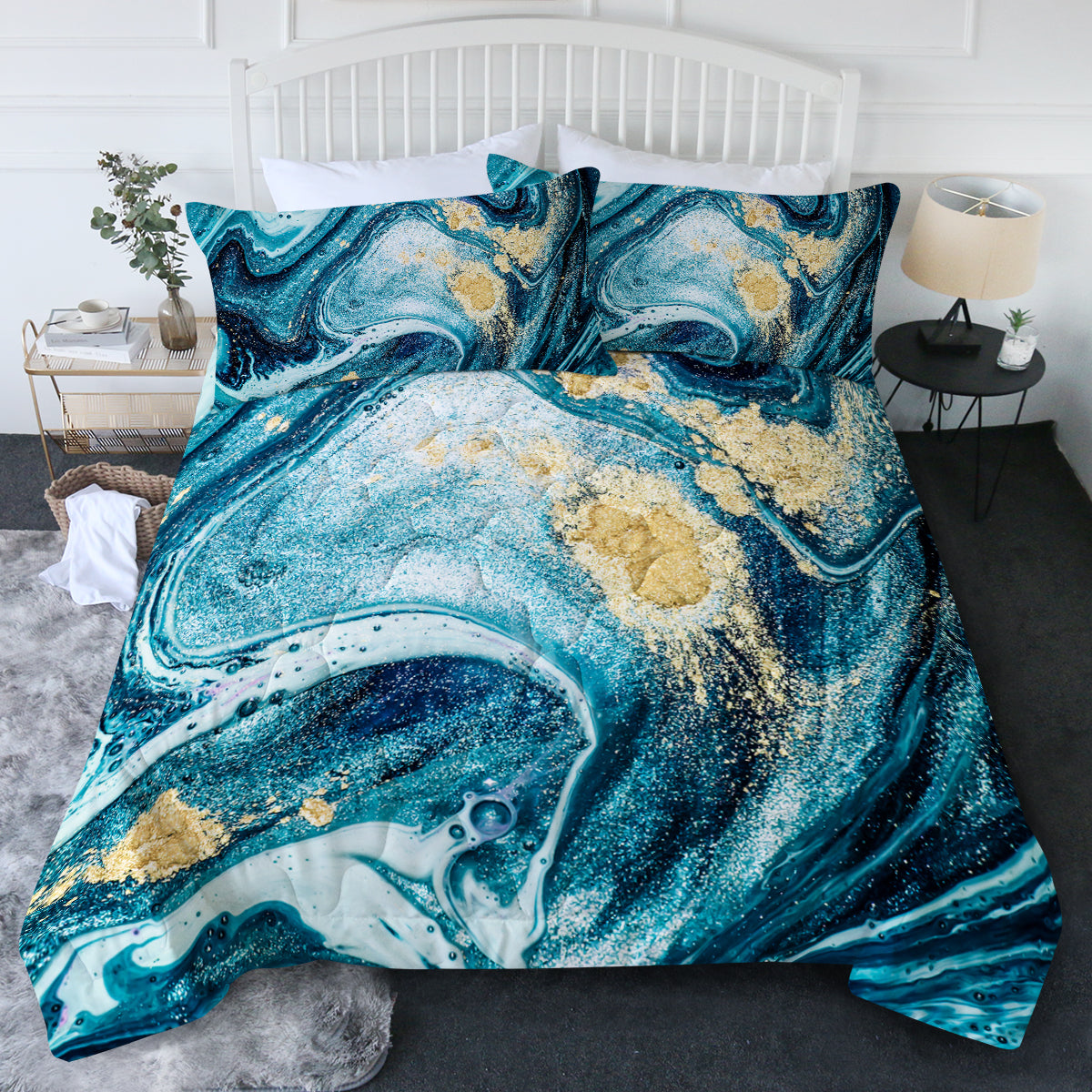 Bondi Beach Comforter Set - Queen Size 3-Piece Coastal Bedding with Pillow Shams | Soft Breathable Cotton for Beach House, Guest Room & Vacation Rental Decor