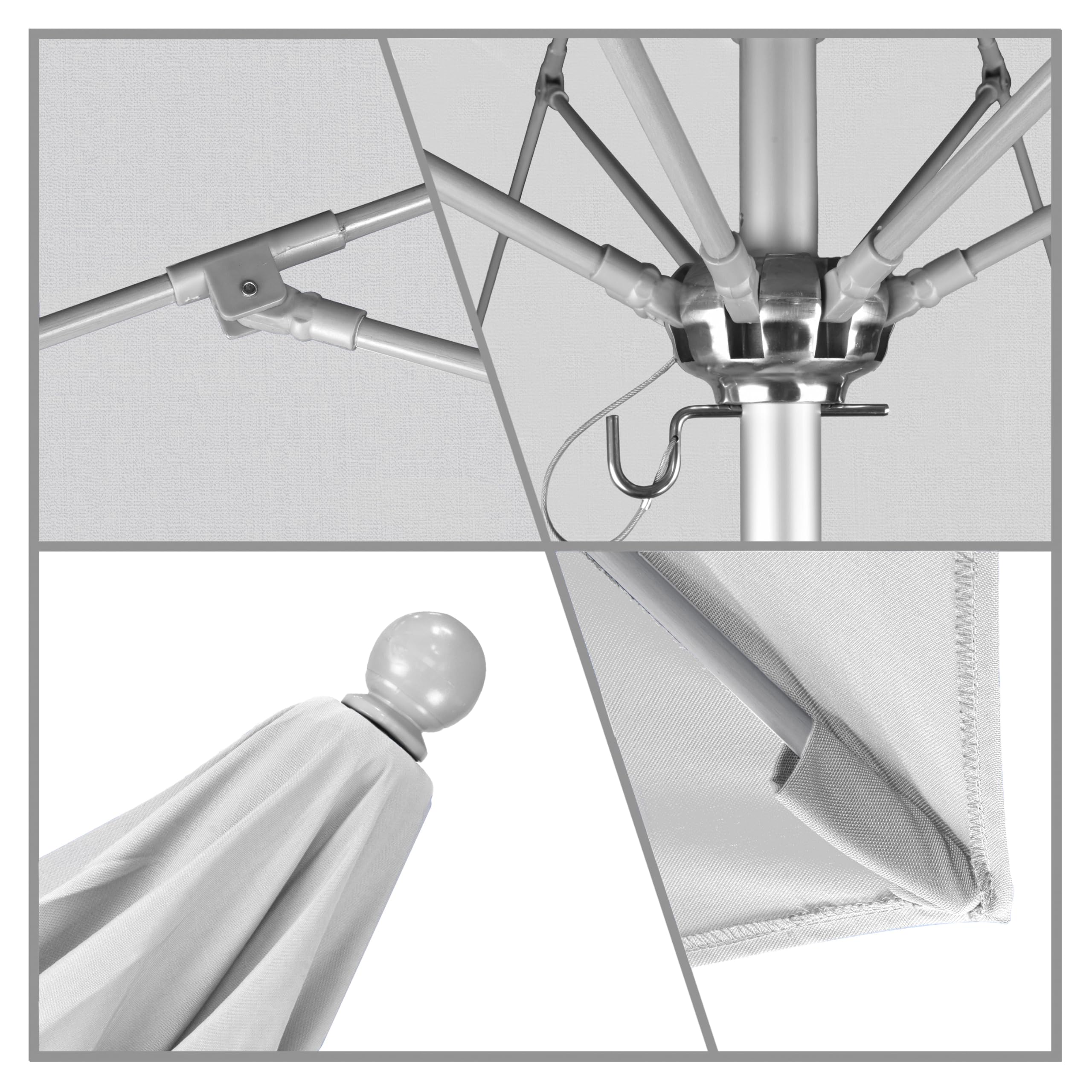 9' Round California Umbrella with Aluminum/Fiberglass Frame & Olefin Fabric - Push Open Design with Silver Pole for Patio, Poolside, and Outdoor Dining Areas
