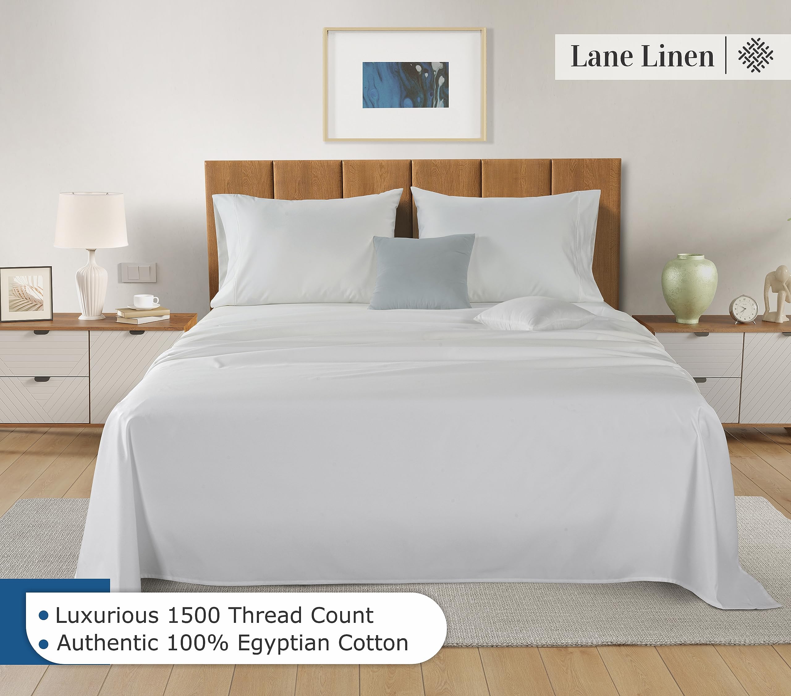 Luxury 100% Egyptian Cotton Queen Sheet Set - 1500 Thread Count, 4-Piece Sateen Bedding - Hotel Quality Deep Pocket Sheets (Fits 15