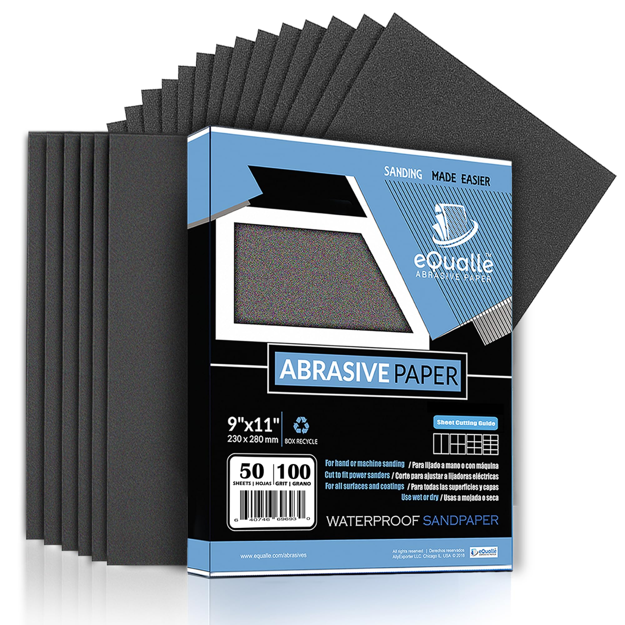 100 Grit Sandpaper Sheets 50 Pack 9x11 Inch - Coarse Silicon Carbide Sandpaper for Paint Stripping, Wood Sanding & Metal Polishing - Professional Waterproof Abrasive Paper for DIY Projects, Furniture Refinishing & Automotive Restoration