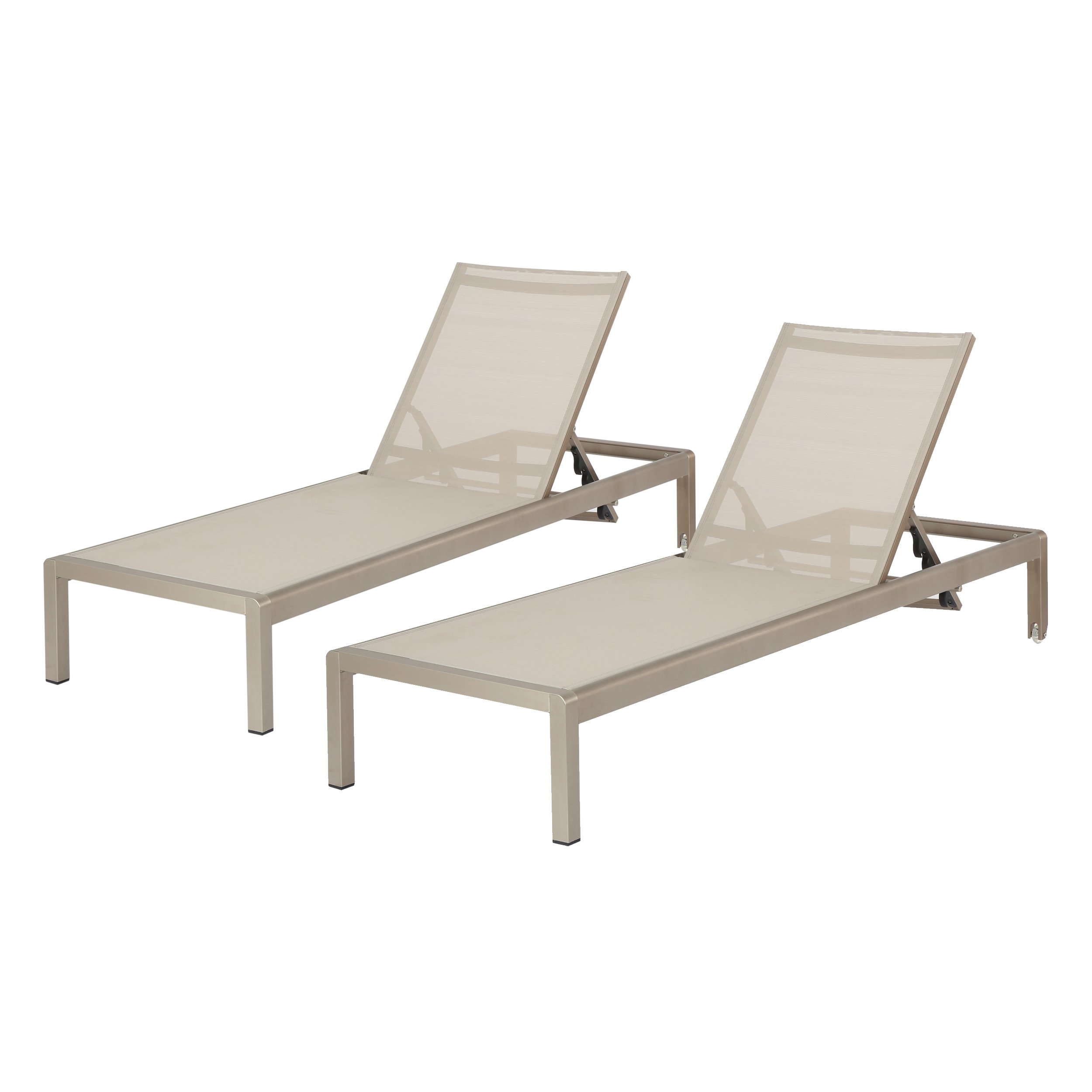 Modern 2-Piece Slate Gray Aluminum Outdoor Chaise Lounge Set - 77.5