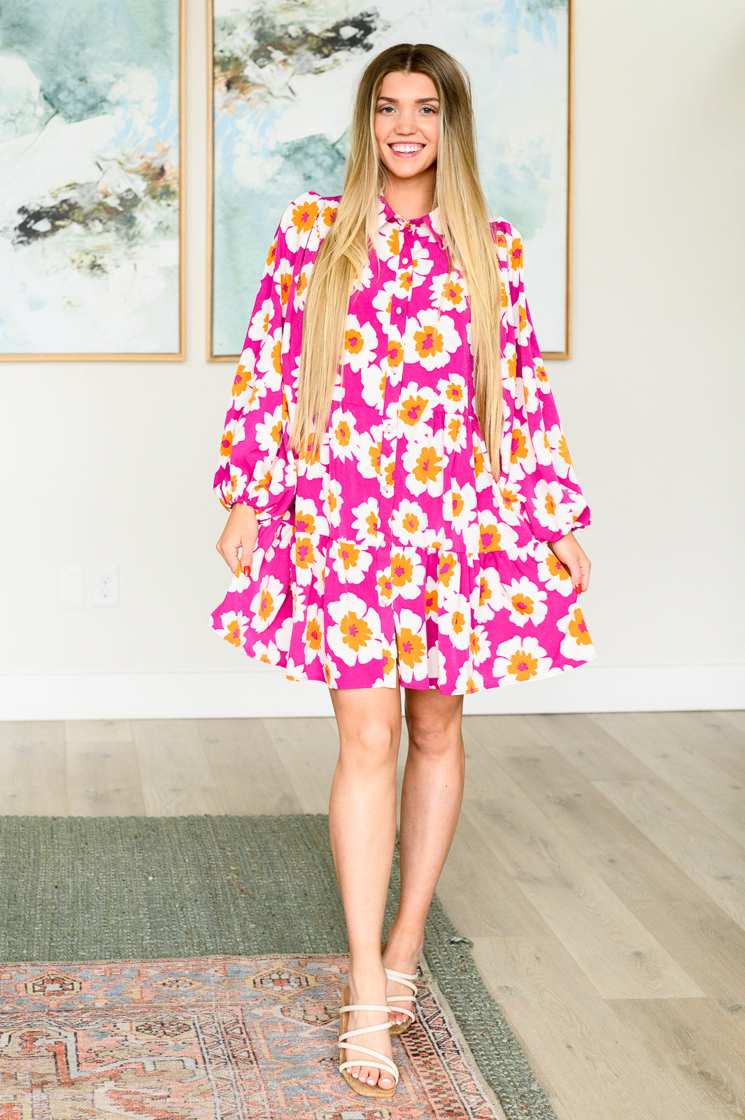 Stylish Mod Floral Shirt Dress for Women - Vintage Inspired 1960s Fashion - Perfect for Casual Outings, Parties & Summer Vacations