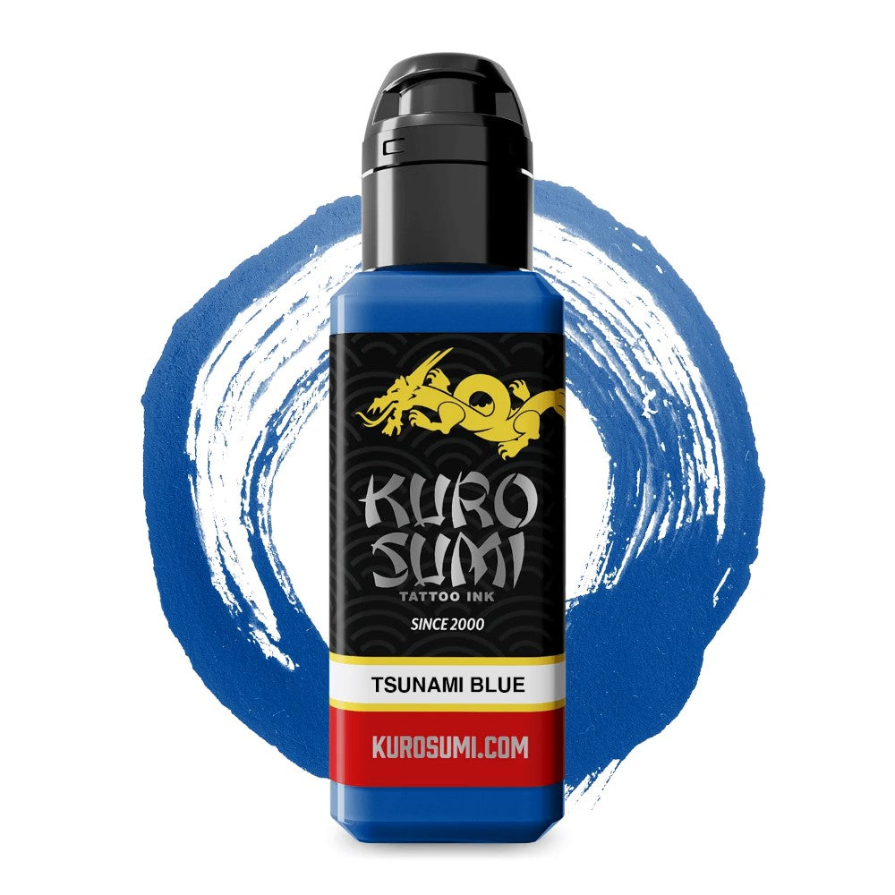 Kuro Sumi Tsunami Blue Tattoo Ink - Professional Tattoo Artist Supplies for Vibrant & Long-Lasting Body Art - Perfect for Sleeves, Cover-Ups & Custom Designs