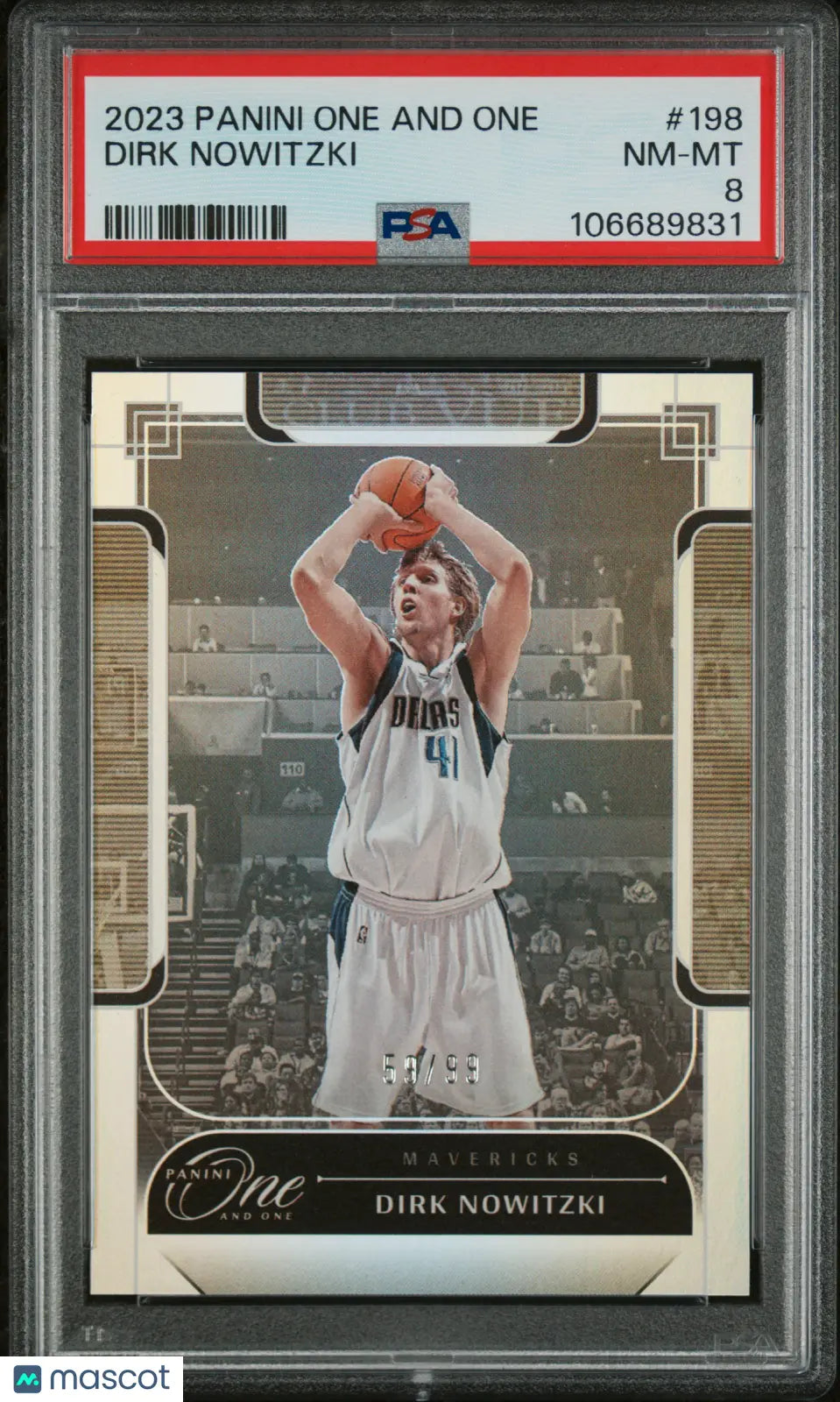 2023 Panini One And One Dirk Nowitzki PSA 8 /99 Basketball Trading Card - Limited Edition Collectible for NBA Fans & Sports Memorabilia Enthusiasts - Perfect for Display, Investment, and Gifting