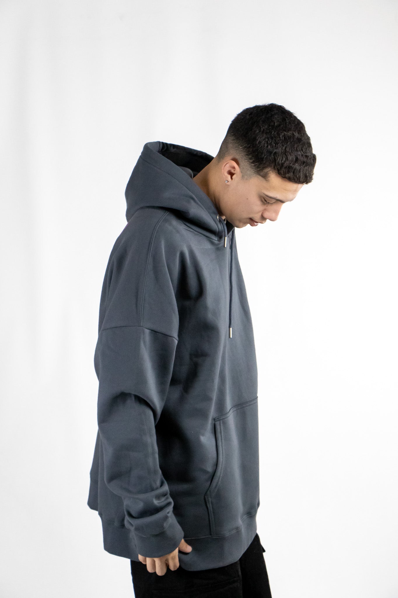 DC Hooded Kangaroo Pocket Sweatshirt - Open Wide Design (Dark Gray) | Cozy & Stylish for Casual Wear, Street Fashion & Loungewear