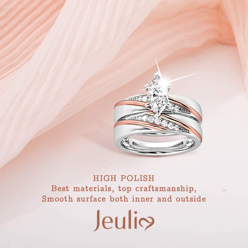 Jeulia 925 Sterling Silver Wedding & Engagement Rings for Women - 1.6ct Main Stone + 0.32ct Side Stones Bridal Set, Promise & Anniversary Rings | Perfect for Proposals, Weddings, Anniversaries & Special Occasions