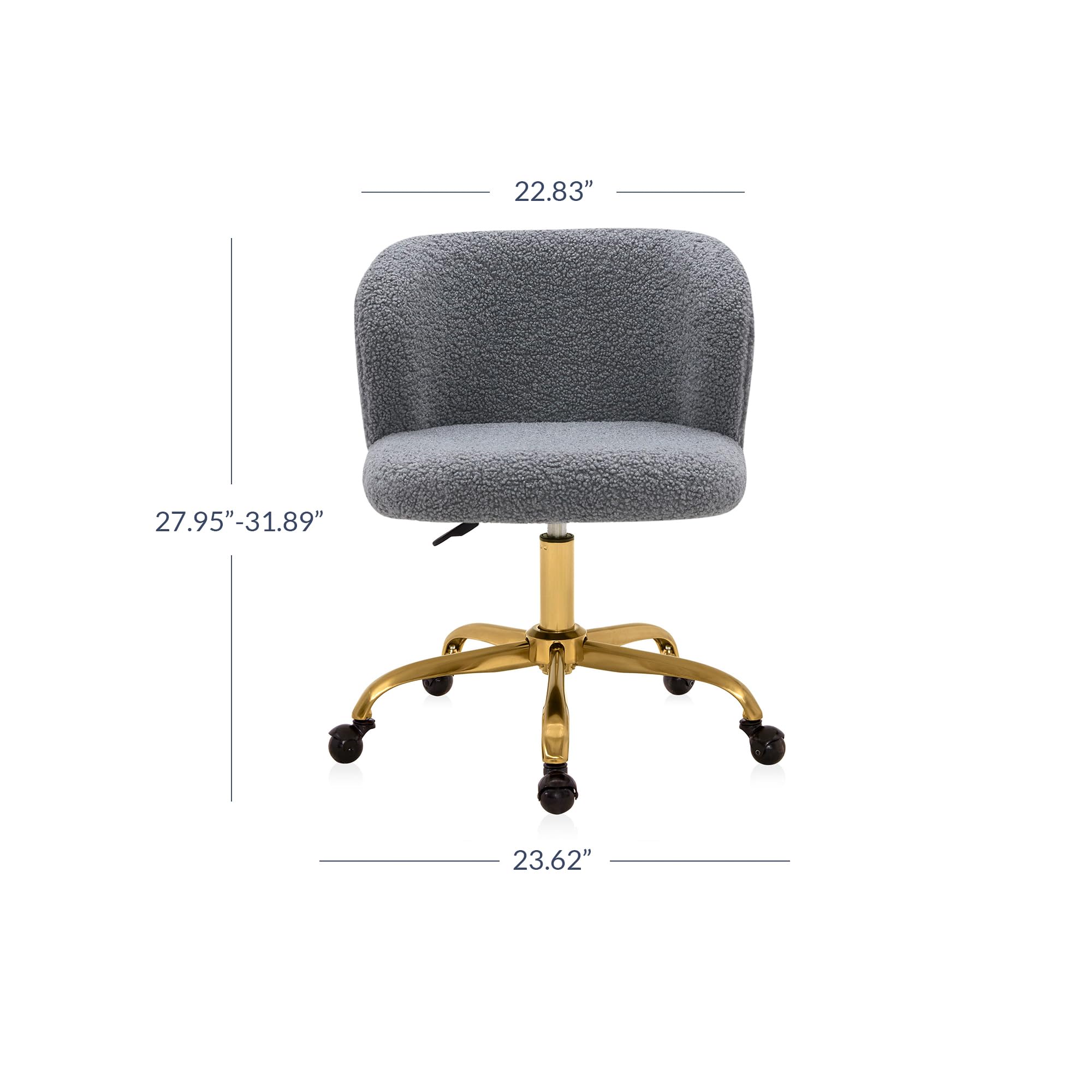 BELLEZE Modern Upholstered Boucle Swivel Office Chair with Adjustable Height, Rolling Wheels - Stylish Comfy Desk Chair for Home Office, Vanity or Study Room (Gold & Gray) - Perfect for Work, Gaming & Makeup Station
