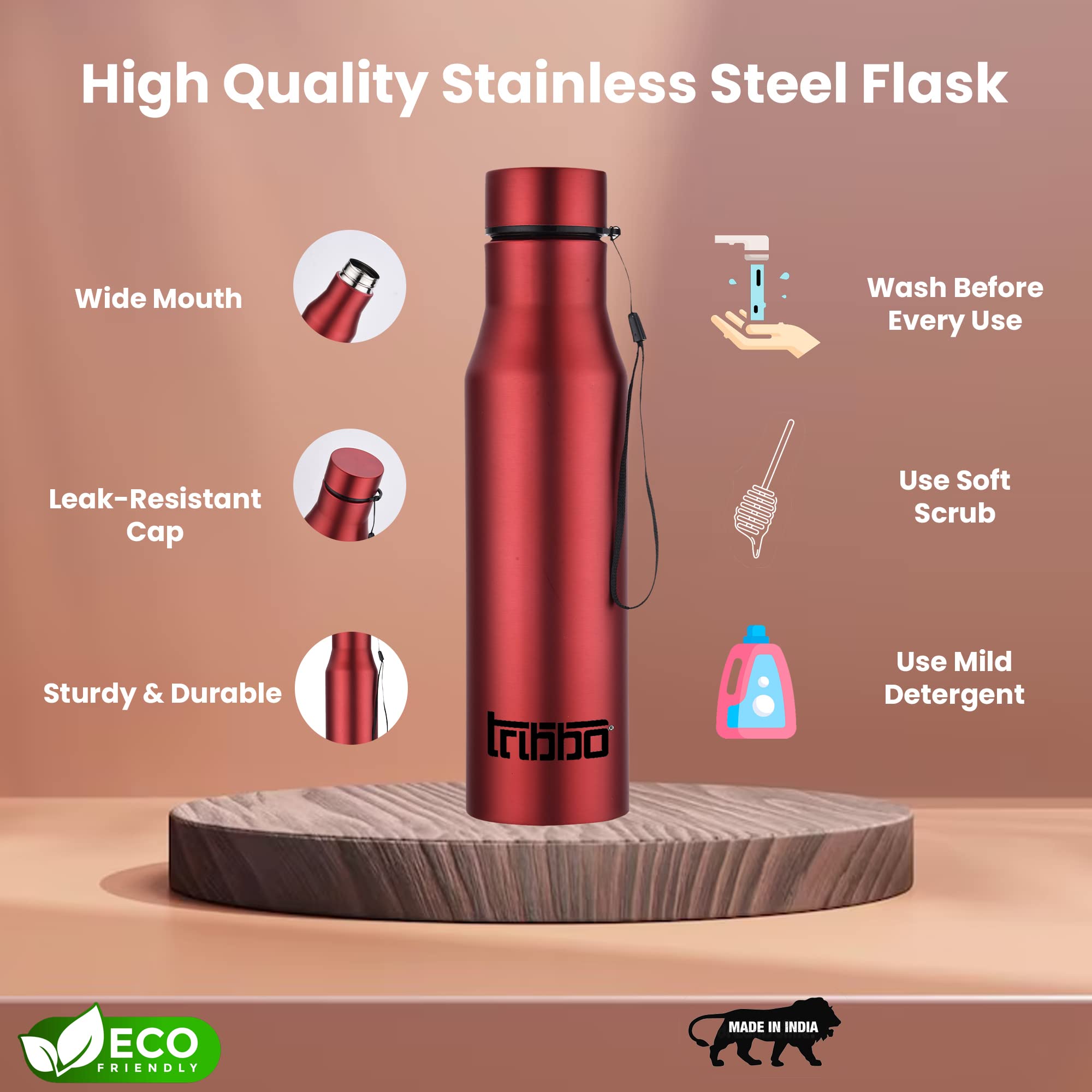 TRIBBO 1L Stainless Steel Water Bottle - Leak Proof, BPA Free, Insulated Thermos for Kids, Adults - Perfect for School, Gym, Office & Outdoor Activities (1000ml, White, Sipper Cap)