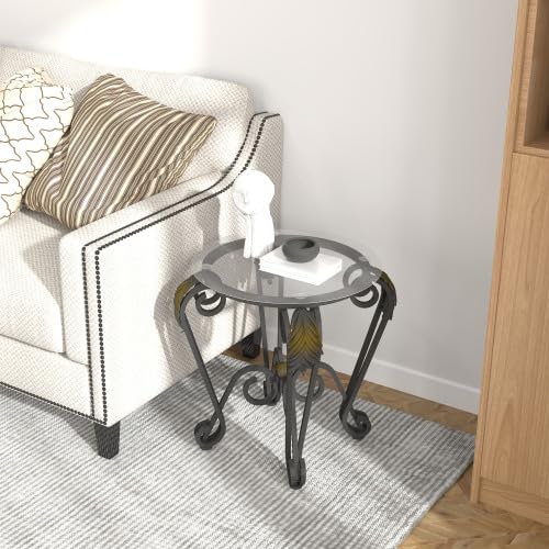Industrial Style 3-Piece Tempered Glass Coffee Table Set - Oval Center Table with 2 Square Side Tables, Modern Metal Frame for Living Room, Apartment & Home Office | Perfect for Small Spaces, Entertaining Guests & Contemporary Decor