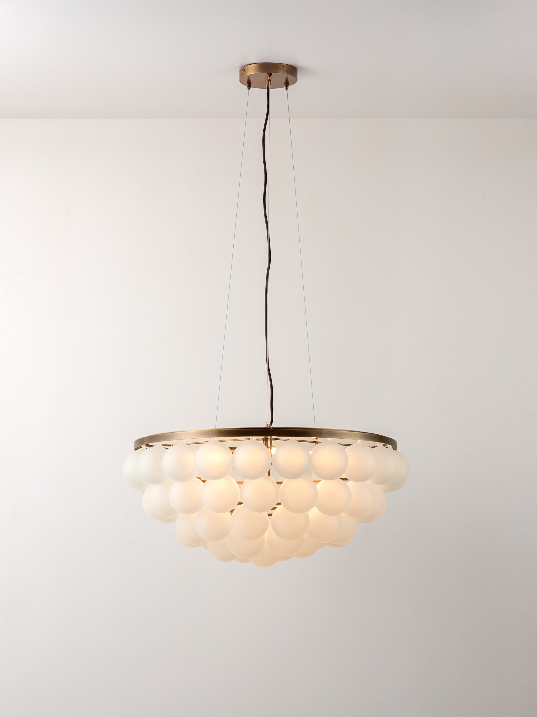 Cloudia 5-Light Large White Frosted Brass Chandelier - Elegant Dining Room Lighting Fixture for Modern Home Decor