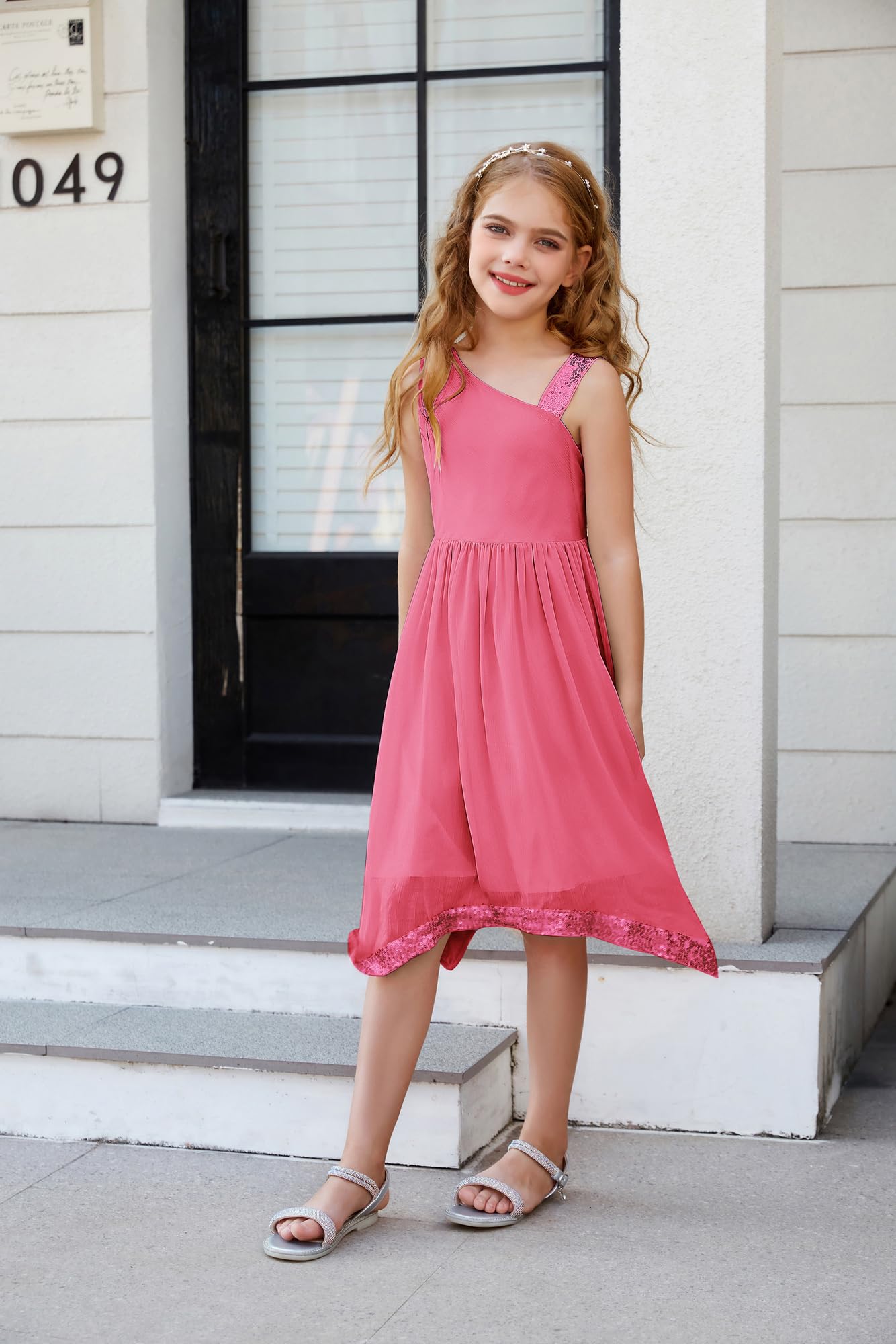 GRACE KARIN Girls One Shoulder Party Dress - Summer Formal Birthday Midi Dress for Ages 5-12 Years | Perfect for Weddings, Parties & Special Occasions