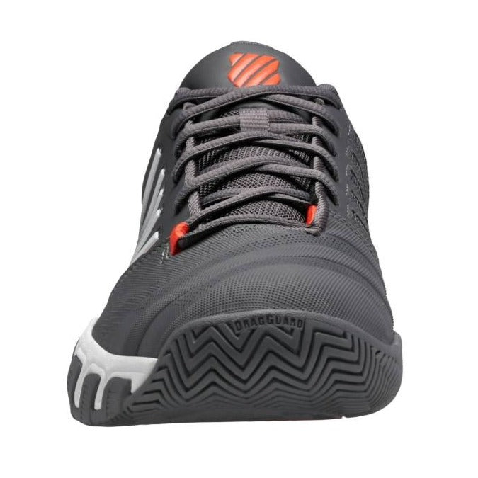 K Swiss BigShot Light 4 Men's Tennis Shoes - Breathable Athletic Sneakers for Court & Casual Wear (Asphalt/White/Orange) | Perfect for Tennis Matches, Gym Workouts & Everyday Comfort