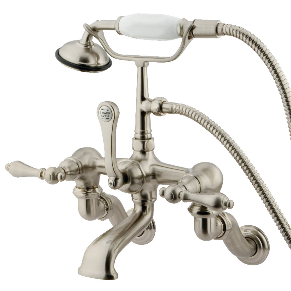 Vintage Adjustable Wall Mount Tub Faucet with Hand Shower - Kingston Brass CC457T8 - Perfect for Bathroom Renovation & Spa-Like Shower Experience