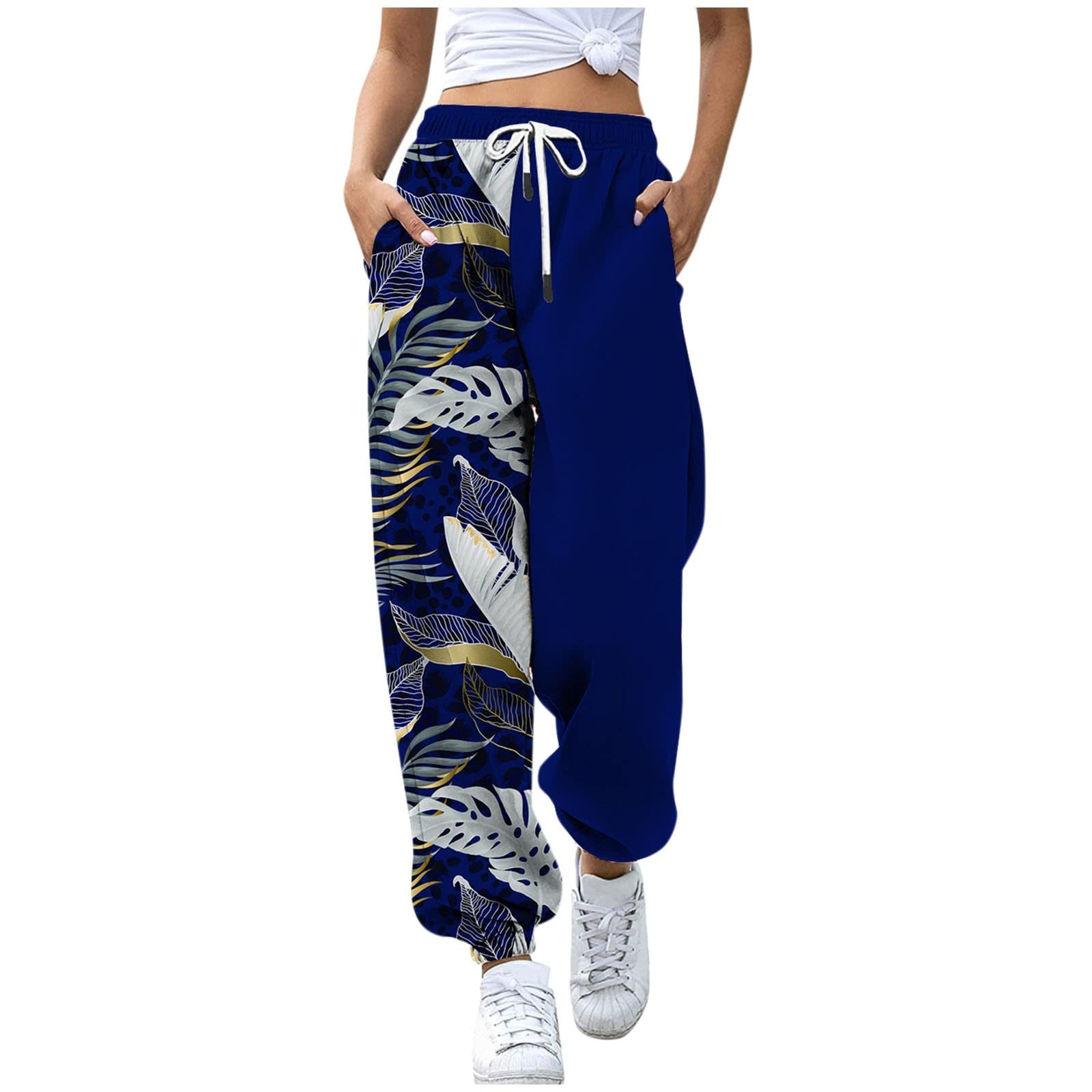 Women's High Waisted Joggers Sweatpants - Y2K Floral Print Lounge Pants with Pockets | Comfy Casual Athletic Pants for Yoga, Running & Streetwear Fashion