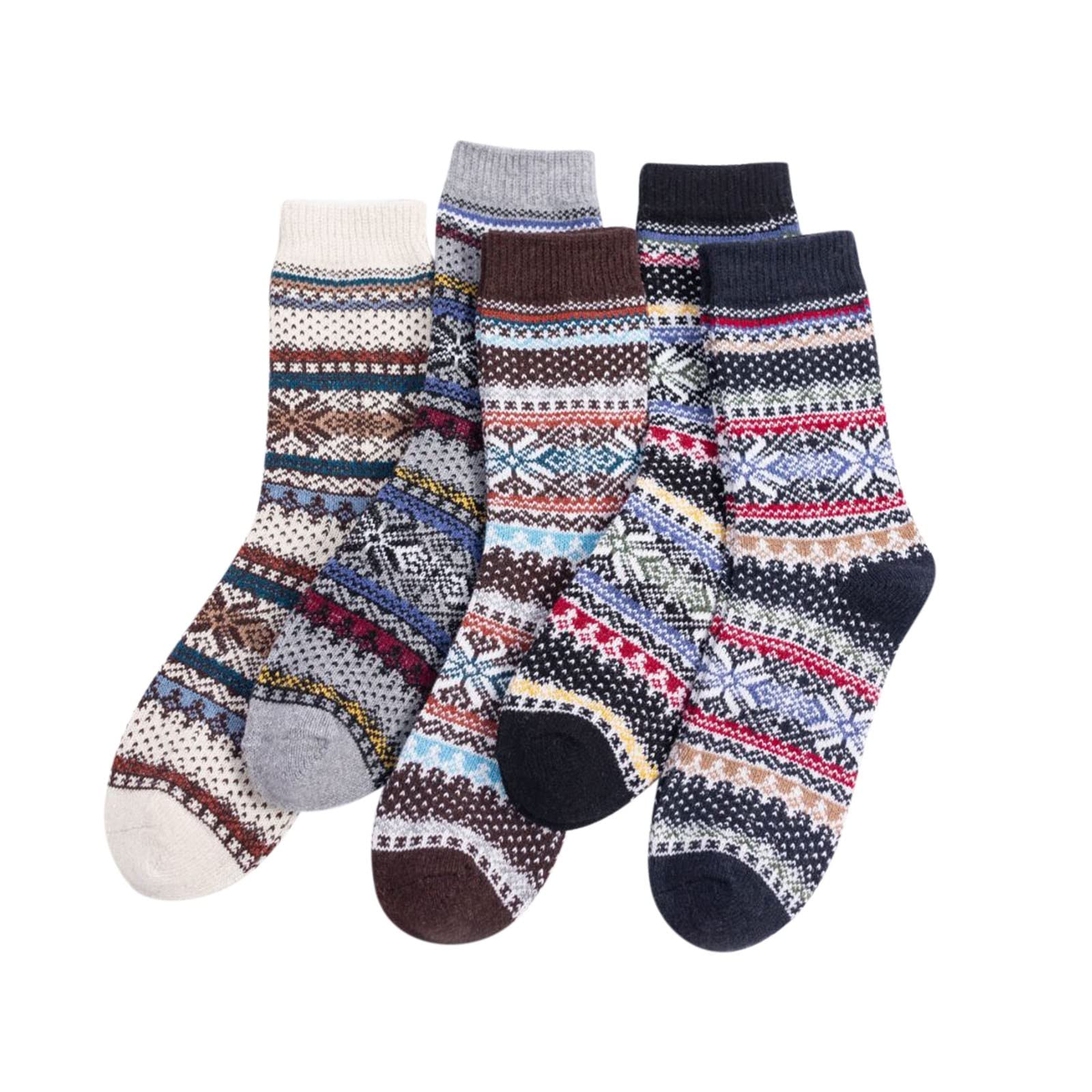 Warm Wool Socks for Women - 5 Pairs Cozy Knit Crew Socks for Winter & Christmas Gifts