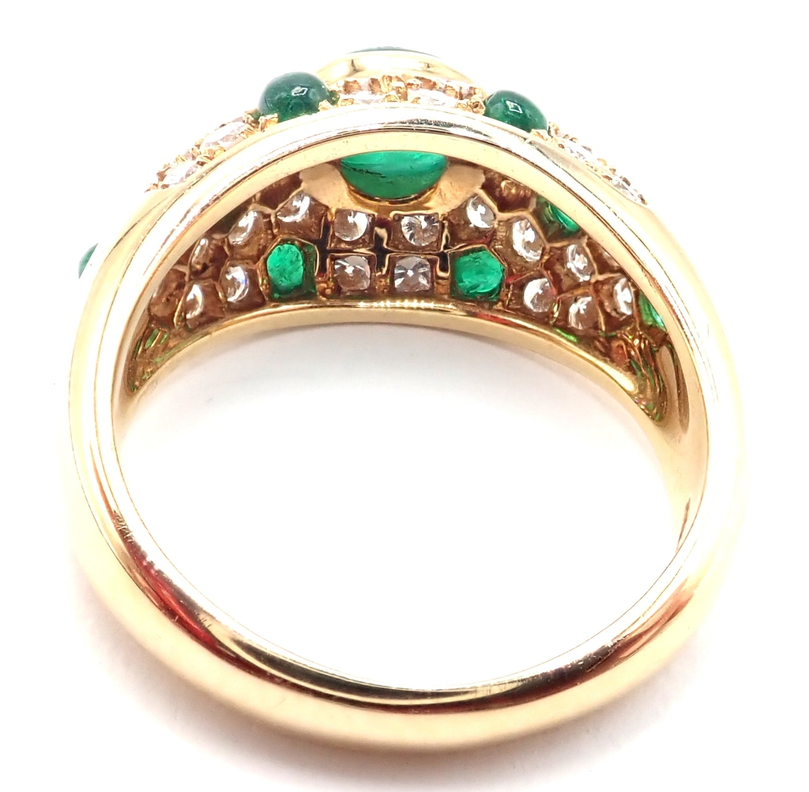 Authentic Vintage Cartier Panthere 18k Yellow Gold Diamond & Emerald Ring for Women - Luxury Jewelry Gift for Anniversary, Engagement & Special Occasions