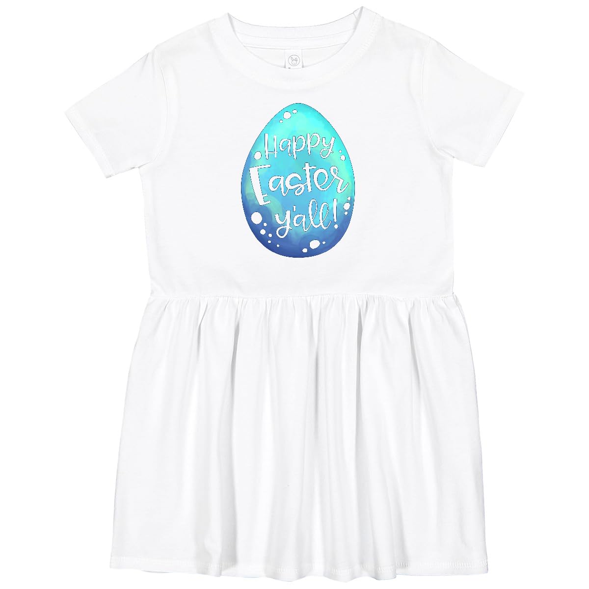 Inktastic Happy Easter Y'all Blue Easter Egg Toddler Dress - Cute Easter Outfit for Baby Girls, Spring Holiday Church Party & Family Photo Shoot