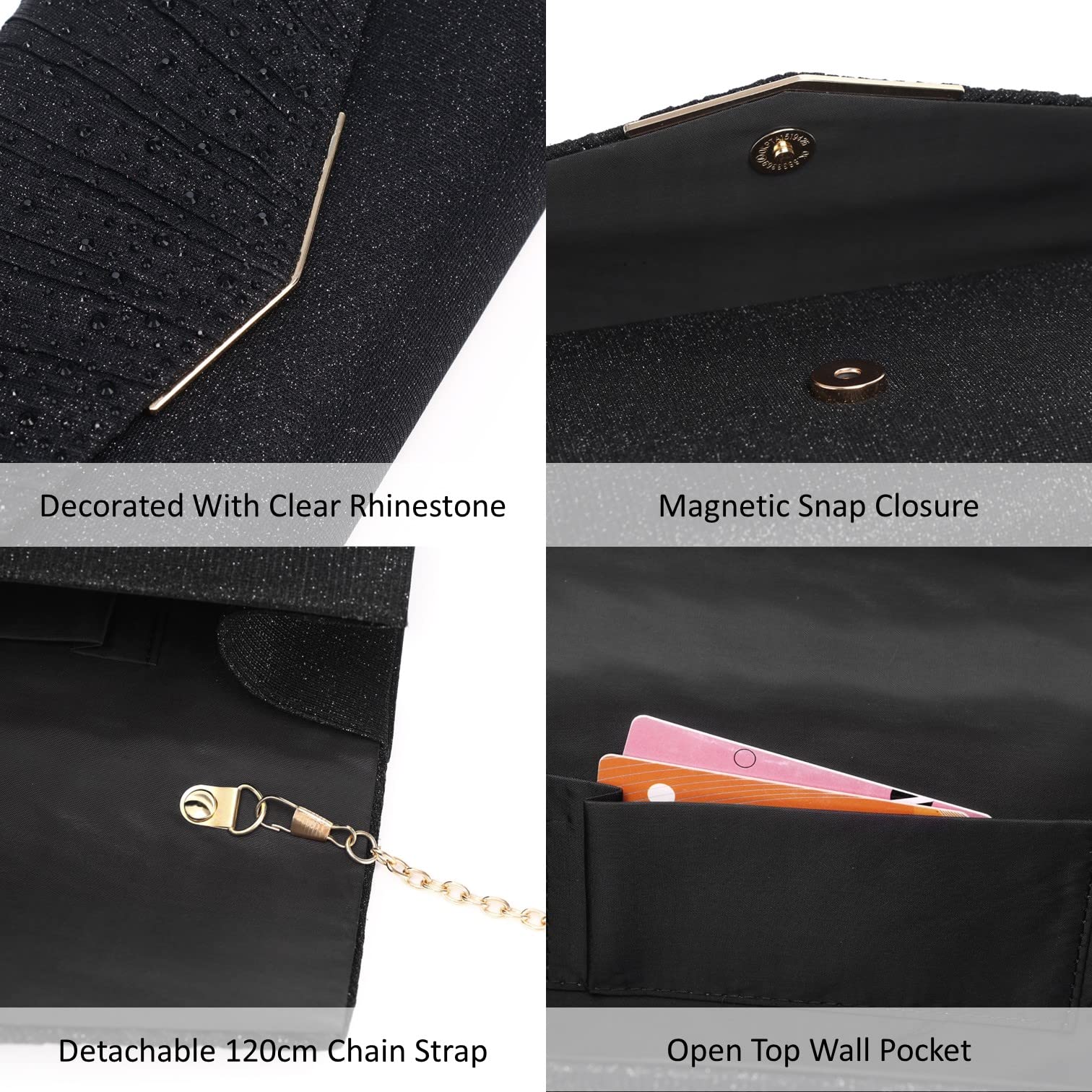 Sparkly Sequins Evening Clutch Purse for Women - Elegant Glitter Envelope Handbag for Wedding, Prom, Party & Formal Events - Perfect Accessory for Night Out, Gala & Special Occasions
