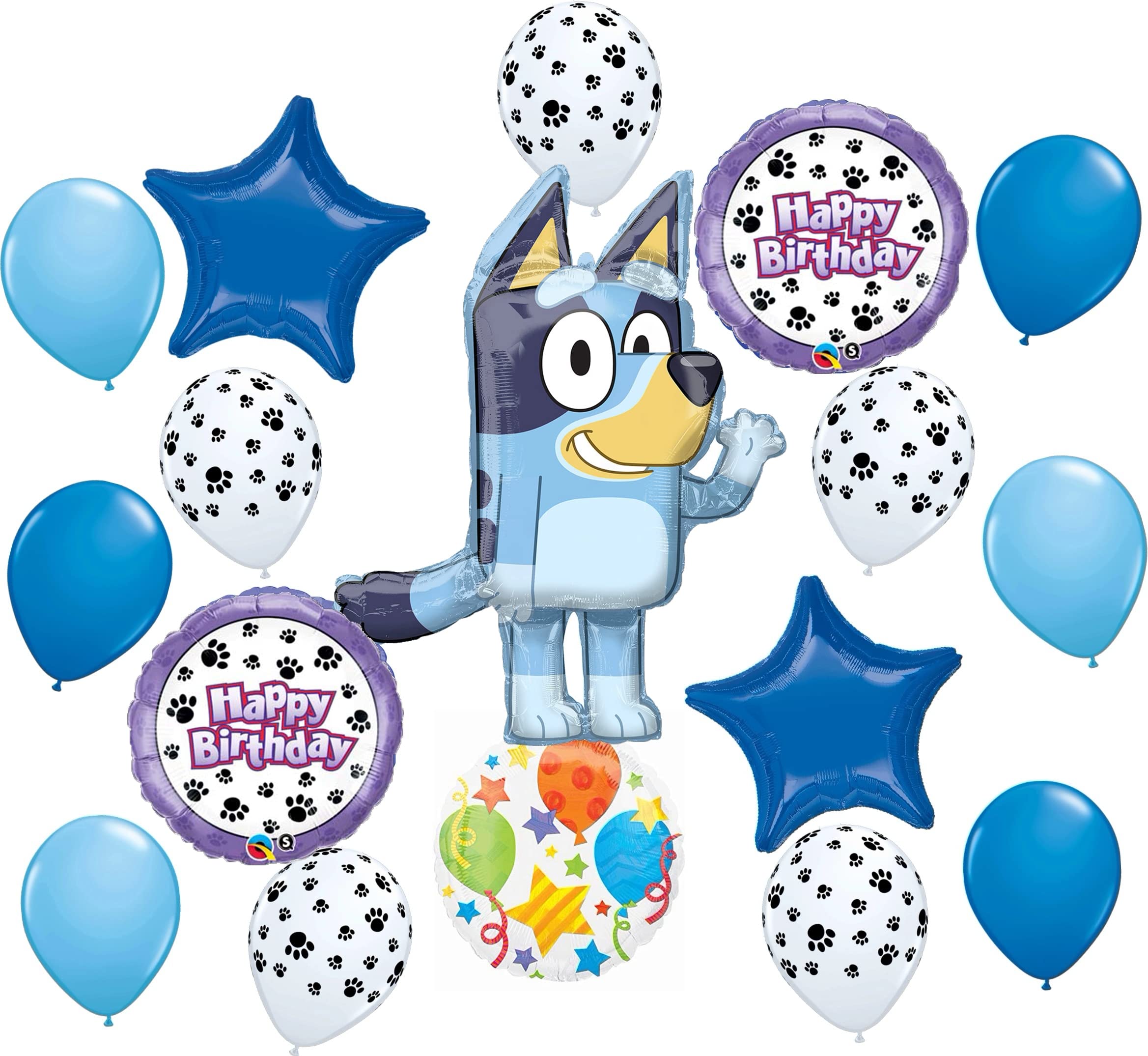 Bluey Birthday Party Balloon Bouquet Decorations with Paw Prints - Kids Birthday Party Decor, Baby Shower, Themed Party Supplies for Bluey Fans