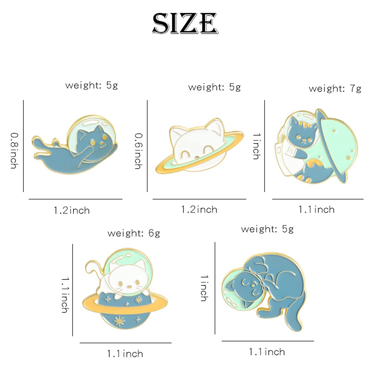 5Pcs Cute Cat Enamel Brooch Pins for Women & Girls - Cartoon Animal Enamel Pin Set for Kids - Novelty Cat Lapel Pins for Clothes, Backpacks, Hats, Bags & Accessories - Perfect for Gifts, DIY Crafts & Fashion Decorations