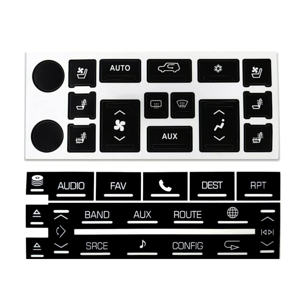 AC Radio Dash Button Repair Stickers Decals for Cadillac 2007-2014 Escalade ESV EXT (AC16+Radio18) - Fix Worn Controls, Restore Dashboard Appearance - Perfect for DIY Car Interior Repair & Maintenance