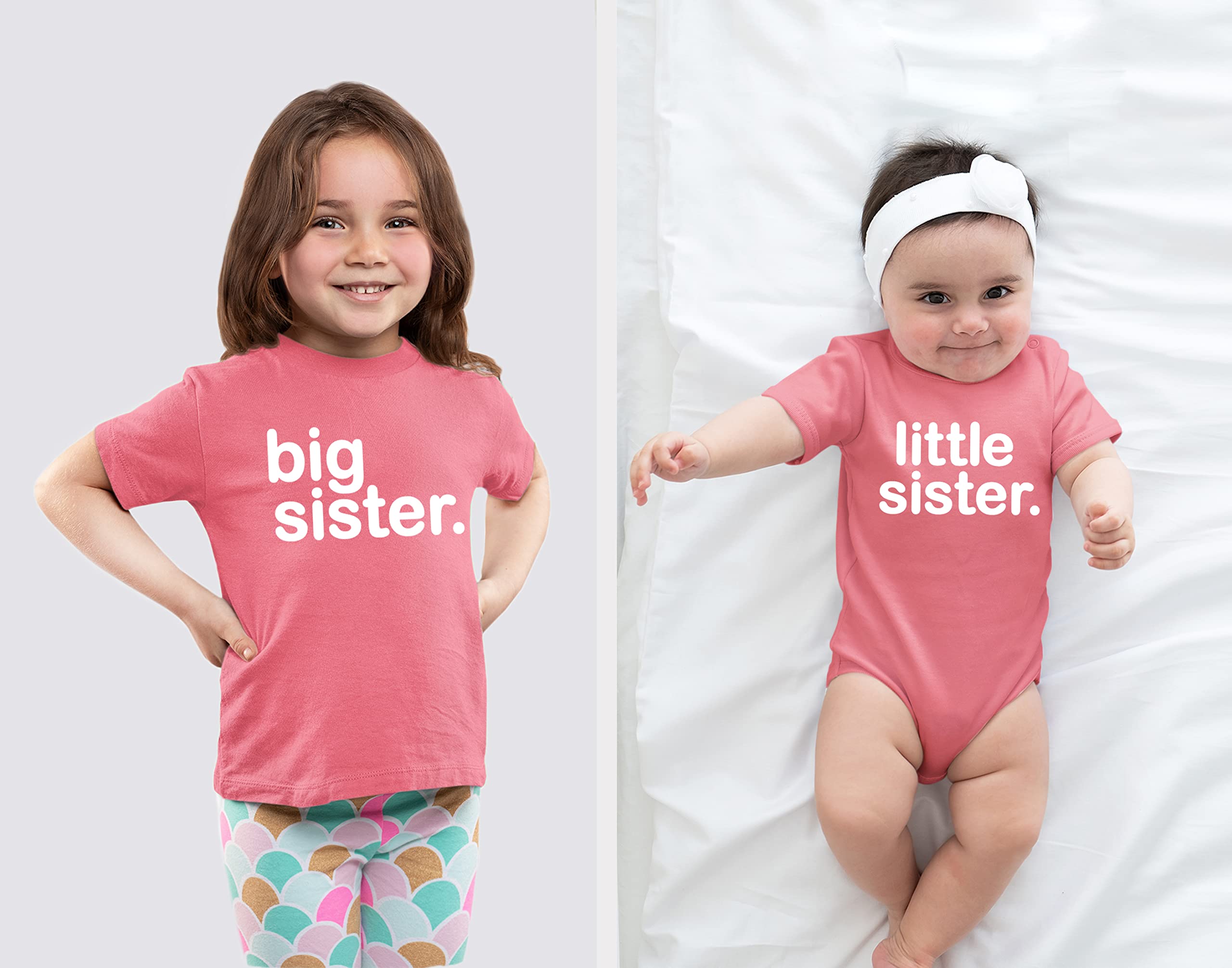 Big Sister Little Sister Matching Outfits - Cute Toddler & Newborn Girl Shirts Set for Sibling Photos, Family Events & Special Occasions