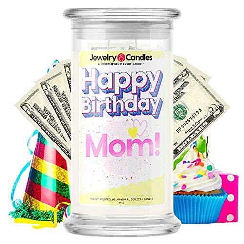 Happy Birthday Cash Money Candle for Mom - Surprise Gift with $2-$2,500 Hidden Inside | 21oz Soy Wax Jar Candle in Bahama Mama Scent | Perfect for Birthday Surprises, Mother's Day Gifts & Special Occasions