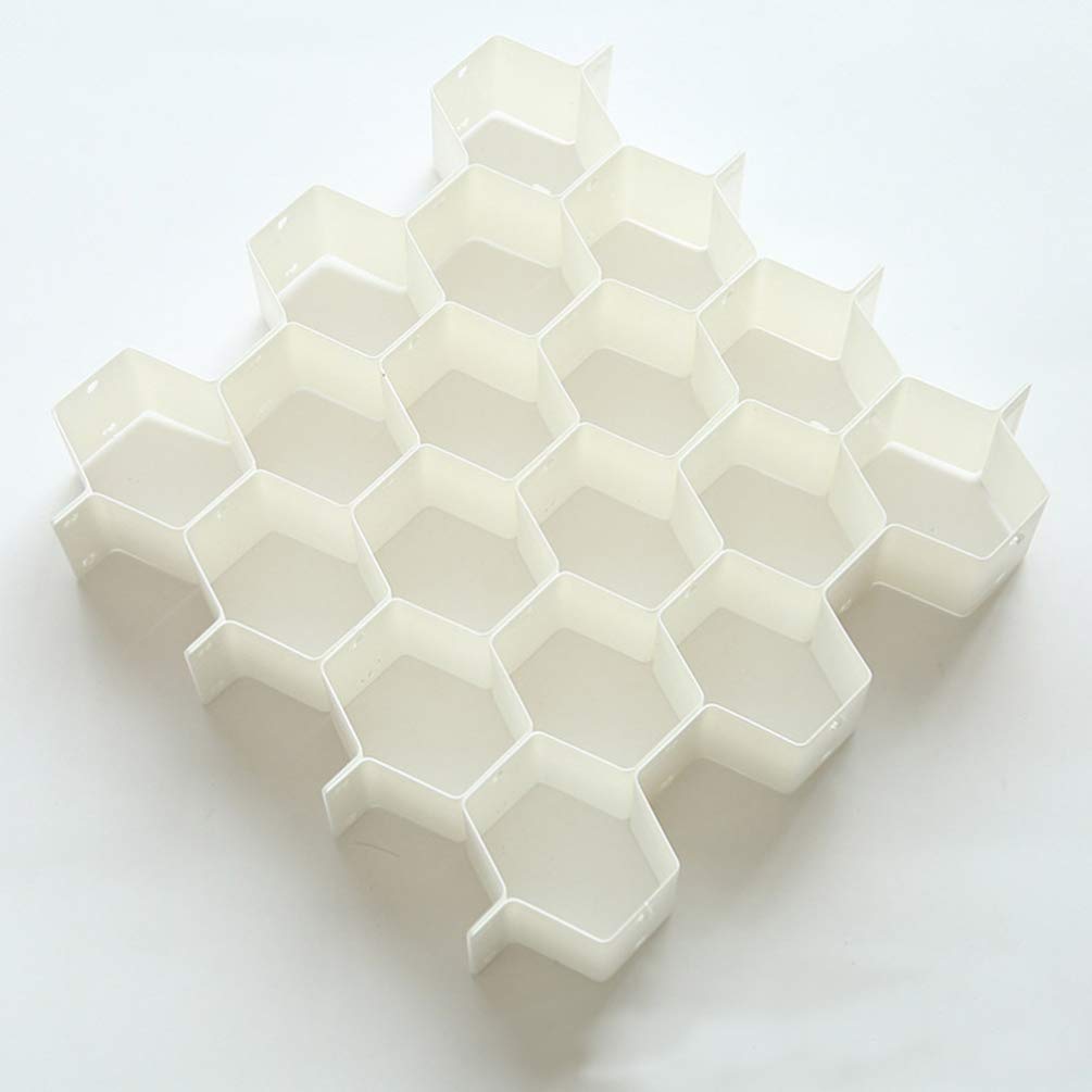 TOPBATHY 2-Pack Adjustable Honeycomb Drawer Organizers - White Storage Dividers for Dresser, Closet & Underwear Organization | Perfect for Bedroom, Bathroom & Office Drawer Organization